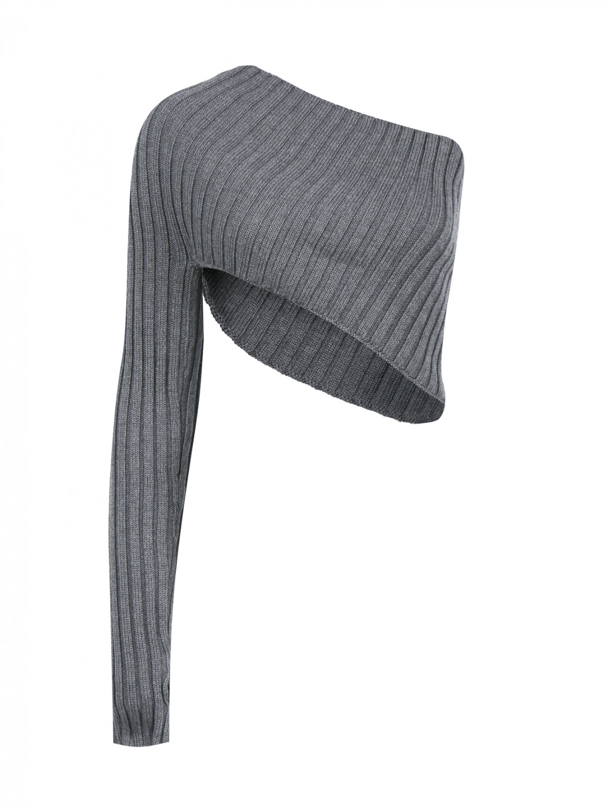 Укороченный джемпер из шерсти асимметричного кроя Jean Paul Gaultier  –  Общий вид  – Цвет:  Серый