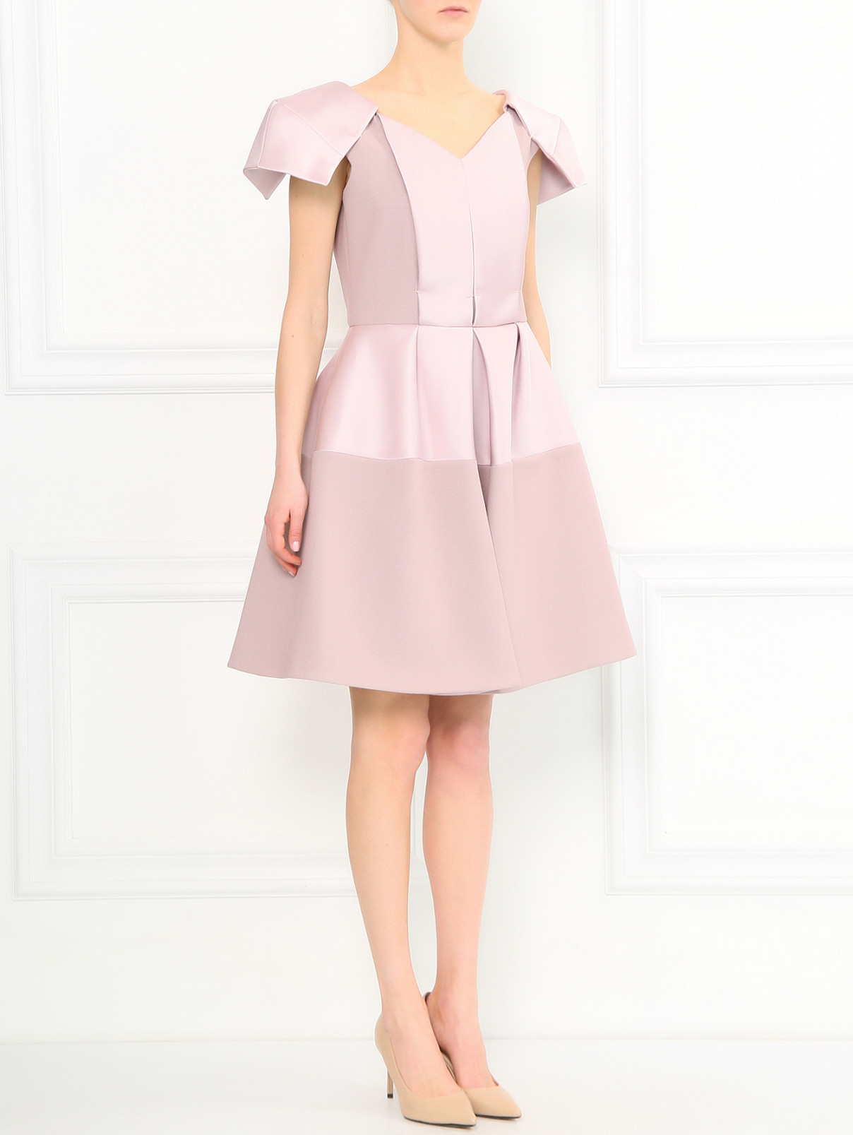 Платье-мини с объемными рукавами Dice Kayek  –  Модель Общий вид  – Цвет:  Фиолетовый