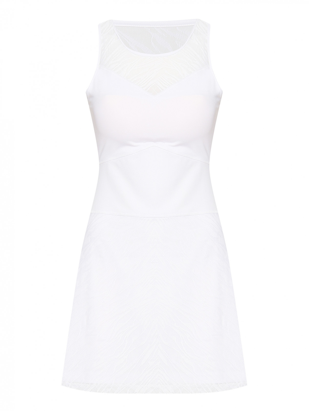Платье-мини с логотипом EA 7  –  Общий вид  – Цвет:  Белый