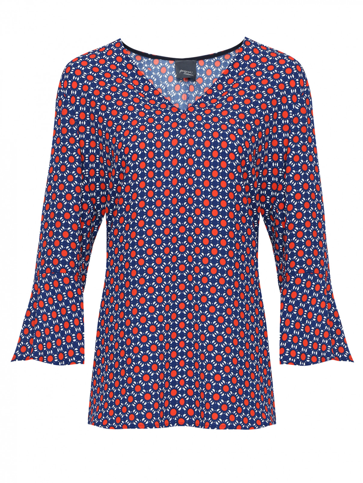 Блузка свободного кроя , с геометрическим принтом Persona by Marina Rinaldi  –  Общий вид  – Цвет:  Мультиколор