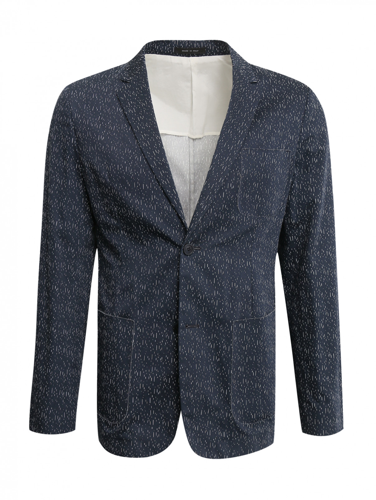 Пиджак из хлопка с узором Emporio Armani  –  Общий вид  – Цвет:  Синий