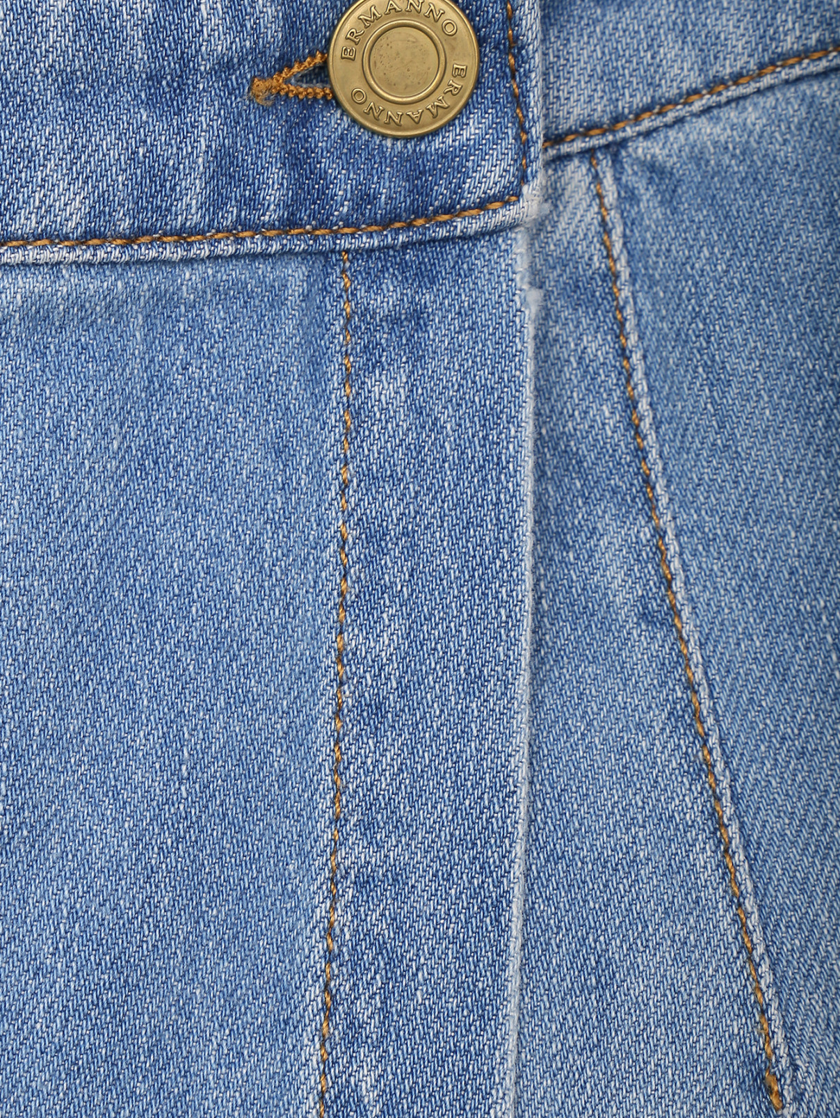 Джинсовые шорты-юбка с кружевной отделкой Ermanno Firenze  –  Деталь  – Цвет:  Синий