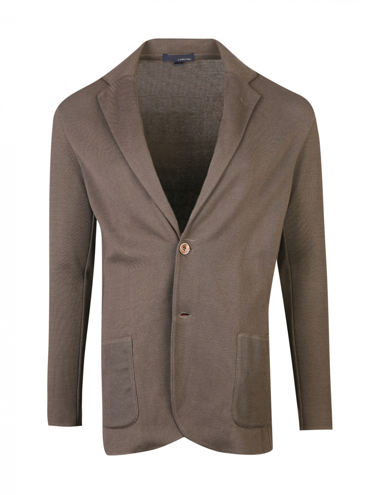 Пиджак трикотажный из хлопка LARDINI  –  Общий вид  – Цвет:  Коричневый