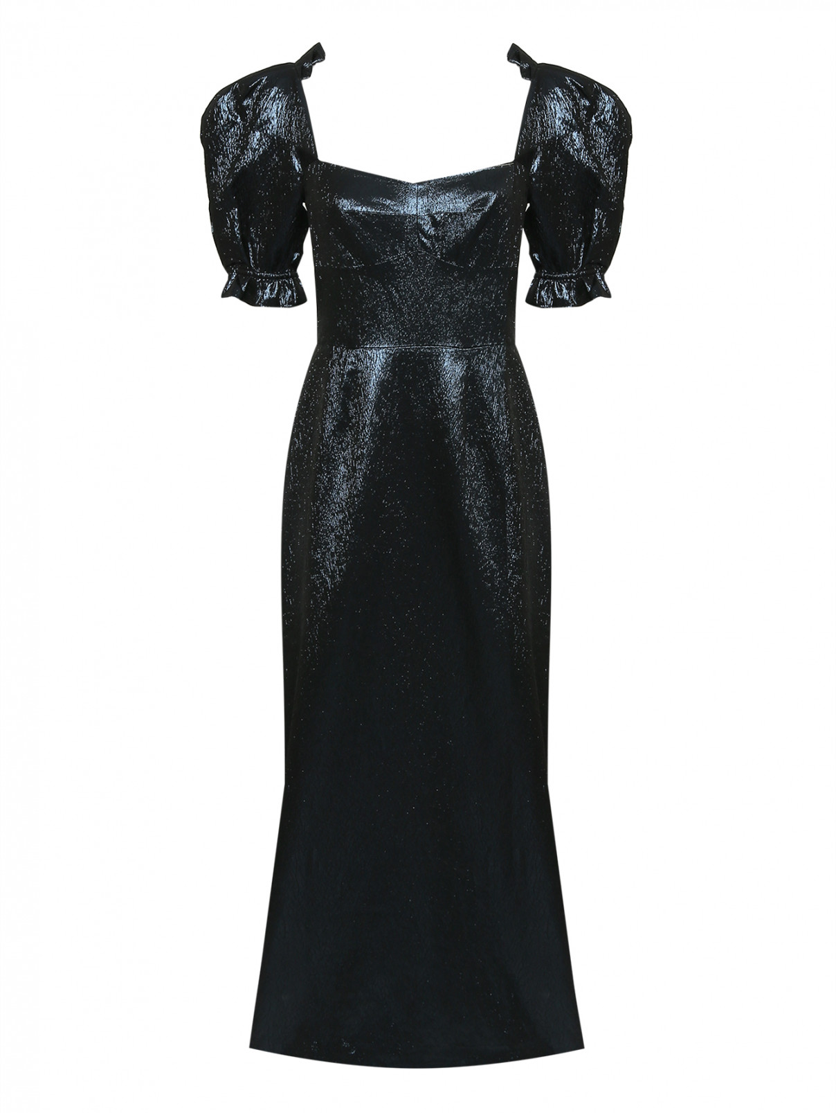 Платье-макси с рукавами-фонариками Saloni  –  Общий вид  – Цвет:  Синий