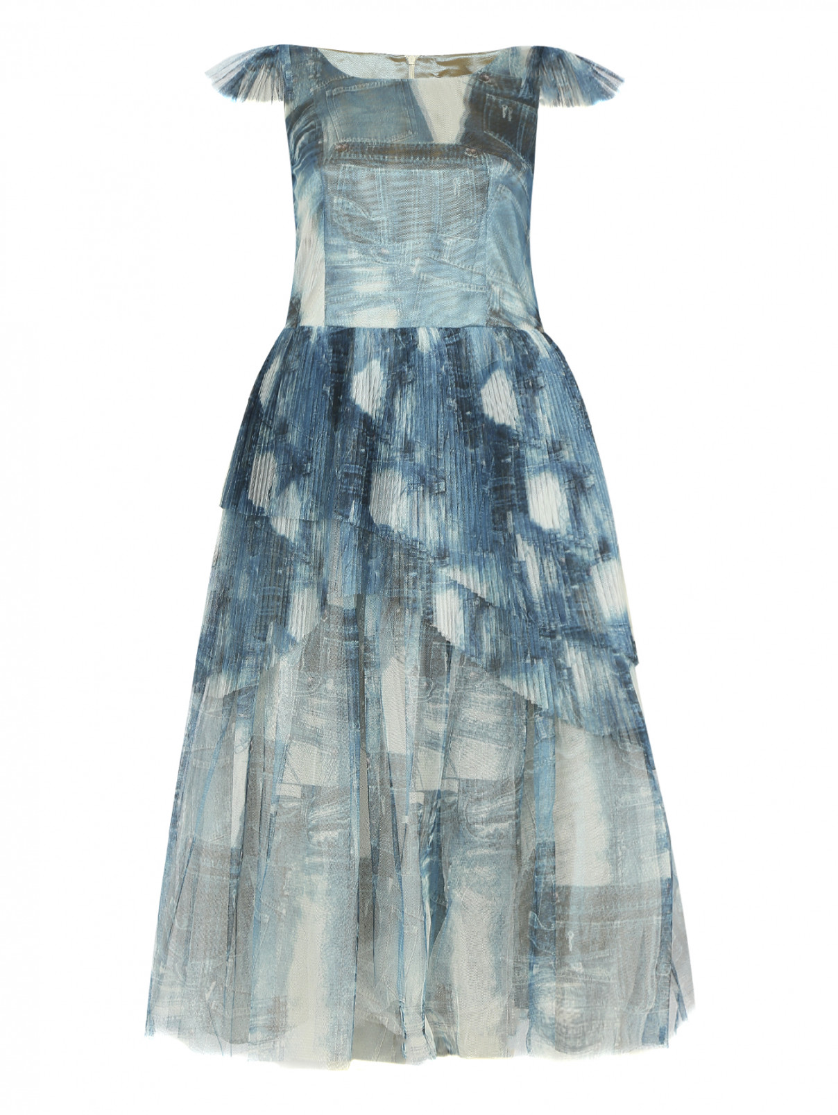 Платье-миди из сетки с узором Junior Gaultier  –  Общий вид  – Цвет:  Узор