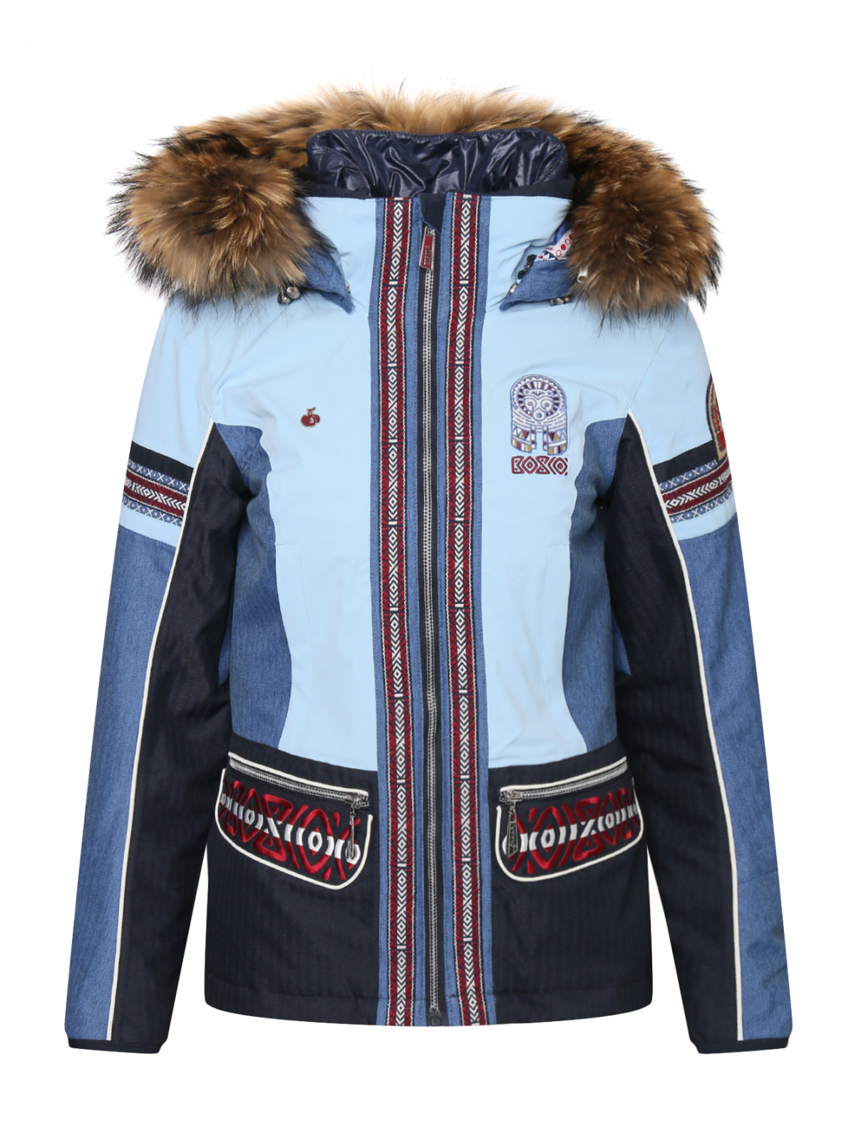 Куртка горнолыжная с принтом и вышивкой BOSCO  –  Общий вид  – Цвет:  Синий