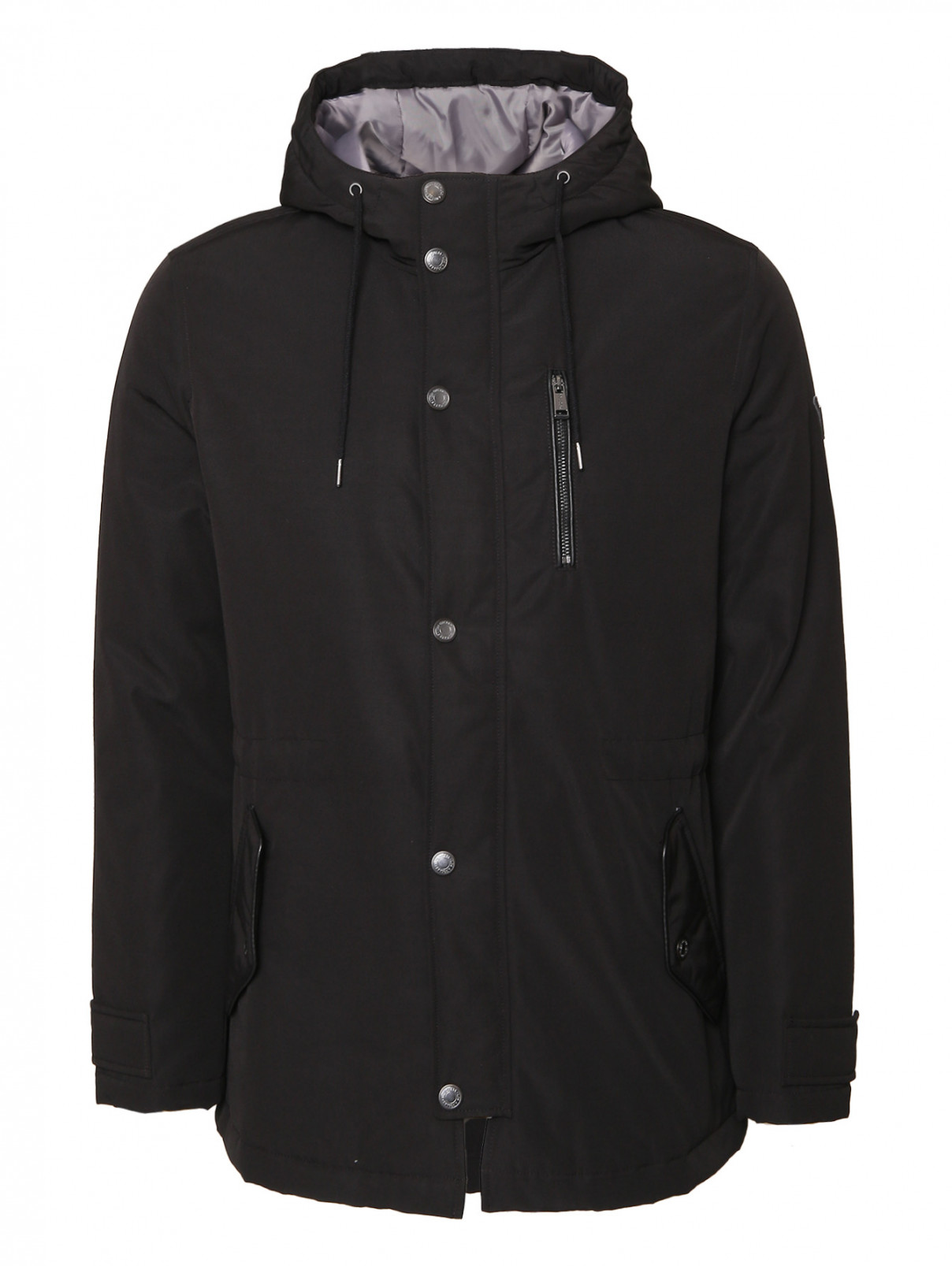 Куртка на молнии с капюшоном Guess  –  Общий вид  – Цвет:  Черный