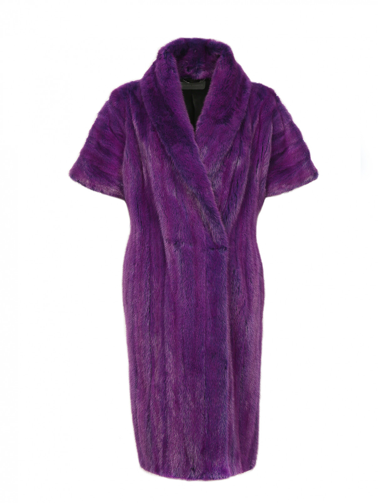 Пальто из меха норки с коротким рукавом Alberta Ferretti  –  Общий вид  – Цвет:  Фиолетовый
