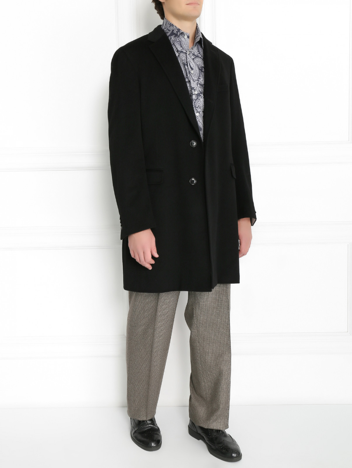 Пальто однобортное из шерсти Pal Zileri  –  Модель Общий вид  – Цвет:  Черный