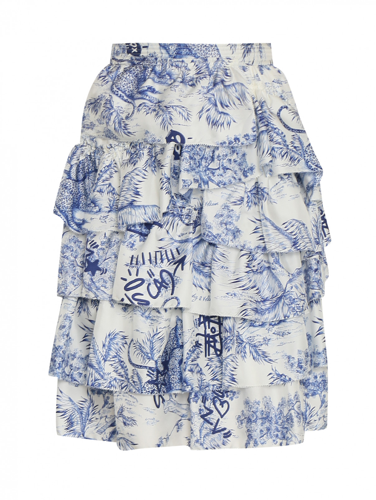 юбка шелковая с  растительным узором Zadig&Voltaire  –  Общий вид  – Цвет:  Белый