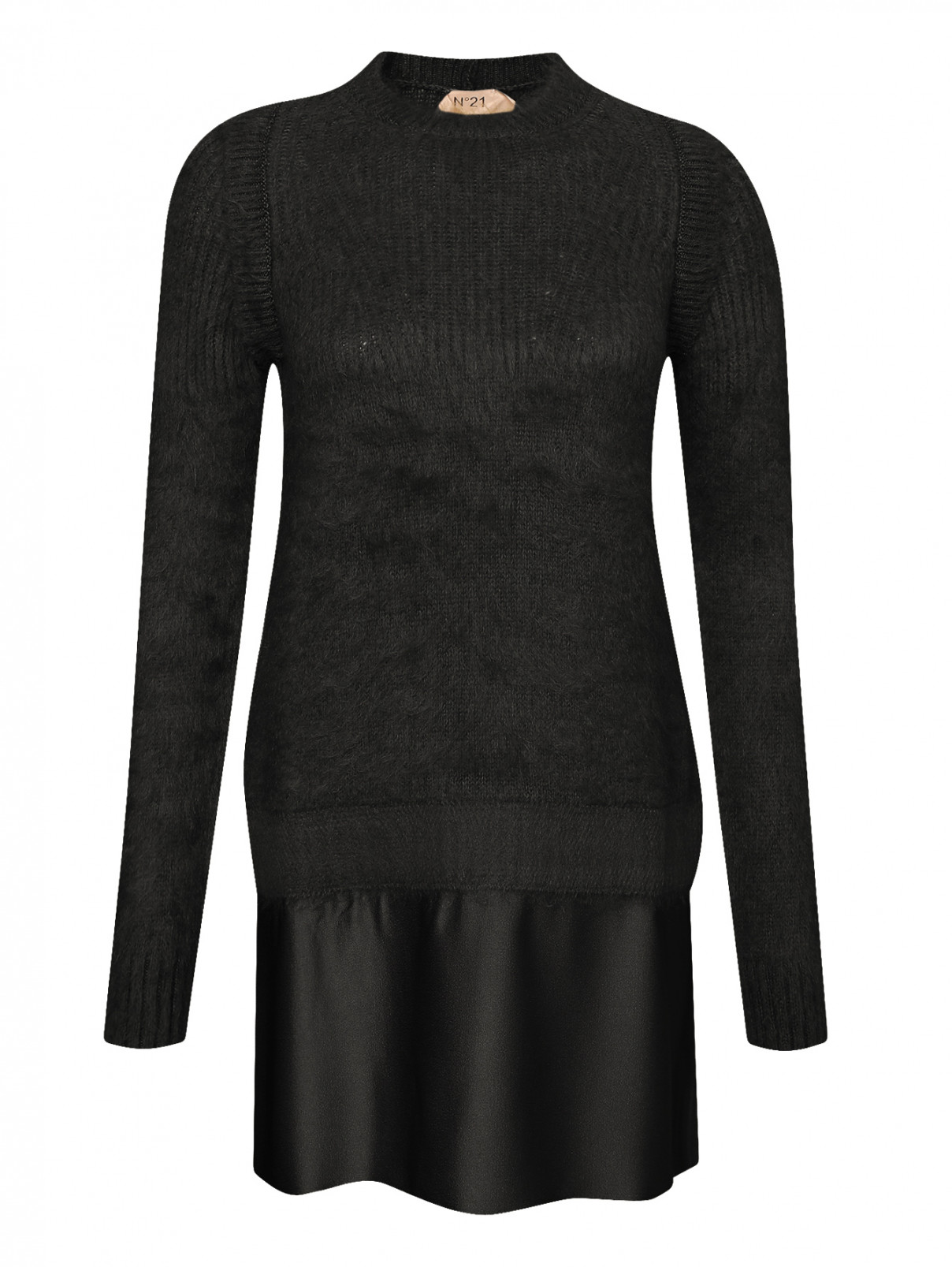 Платье-мини из смешанной шерсти N21  –  Общий вид  – Цвет:  Черный