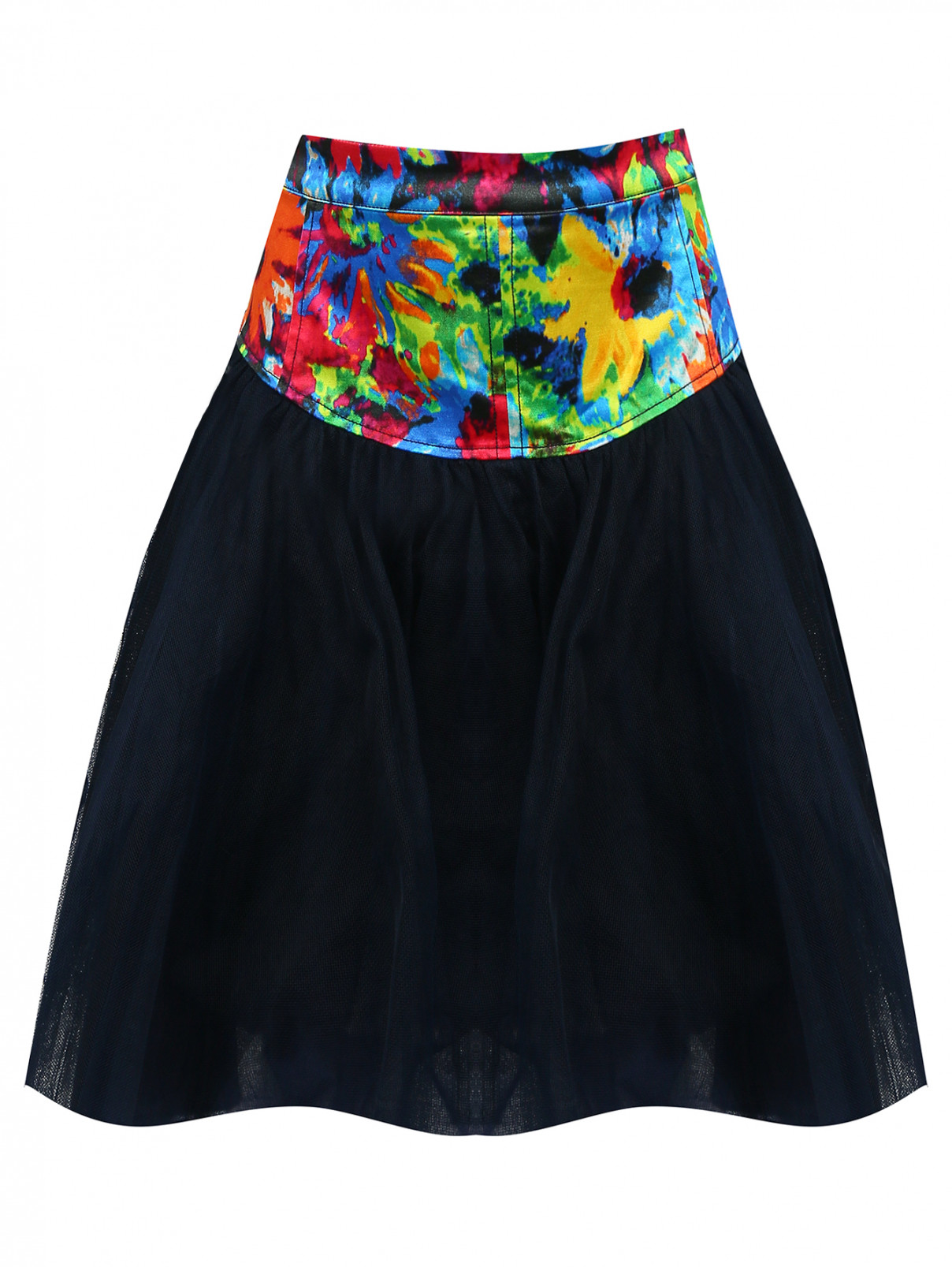 Юбка-пачка с шелковистым поясом Junior Gaultier  –  Общий вид  – Цвет:  Синий