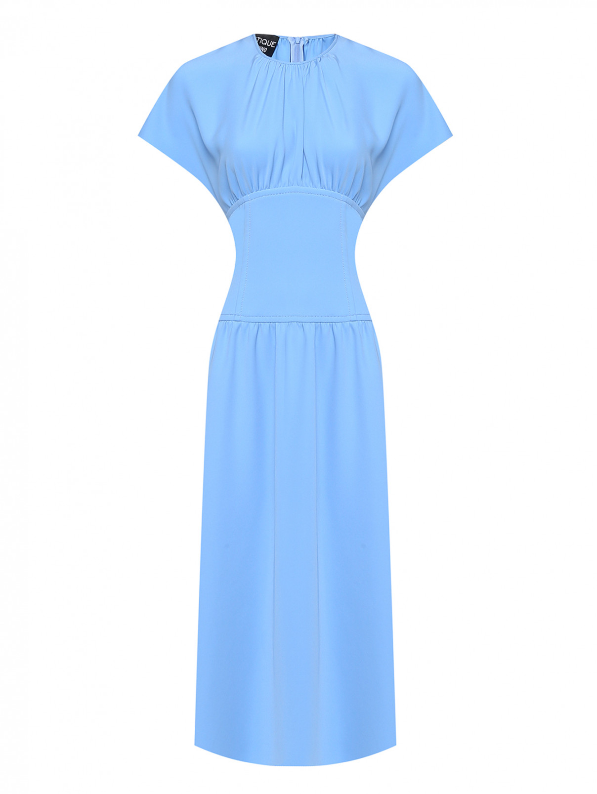 Платье-миди с корсетным поясом Moschino Boutique  –  Общий вид  – Цвет:  Синий