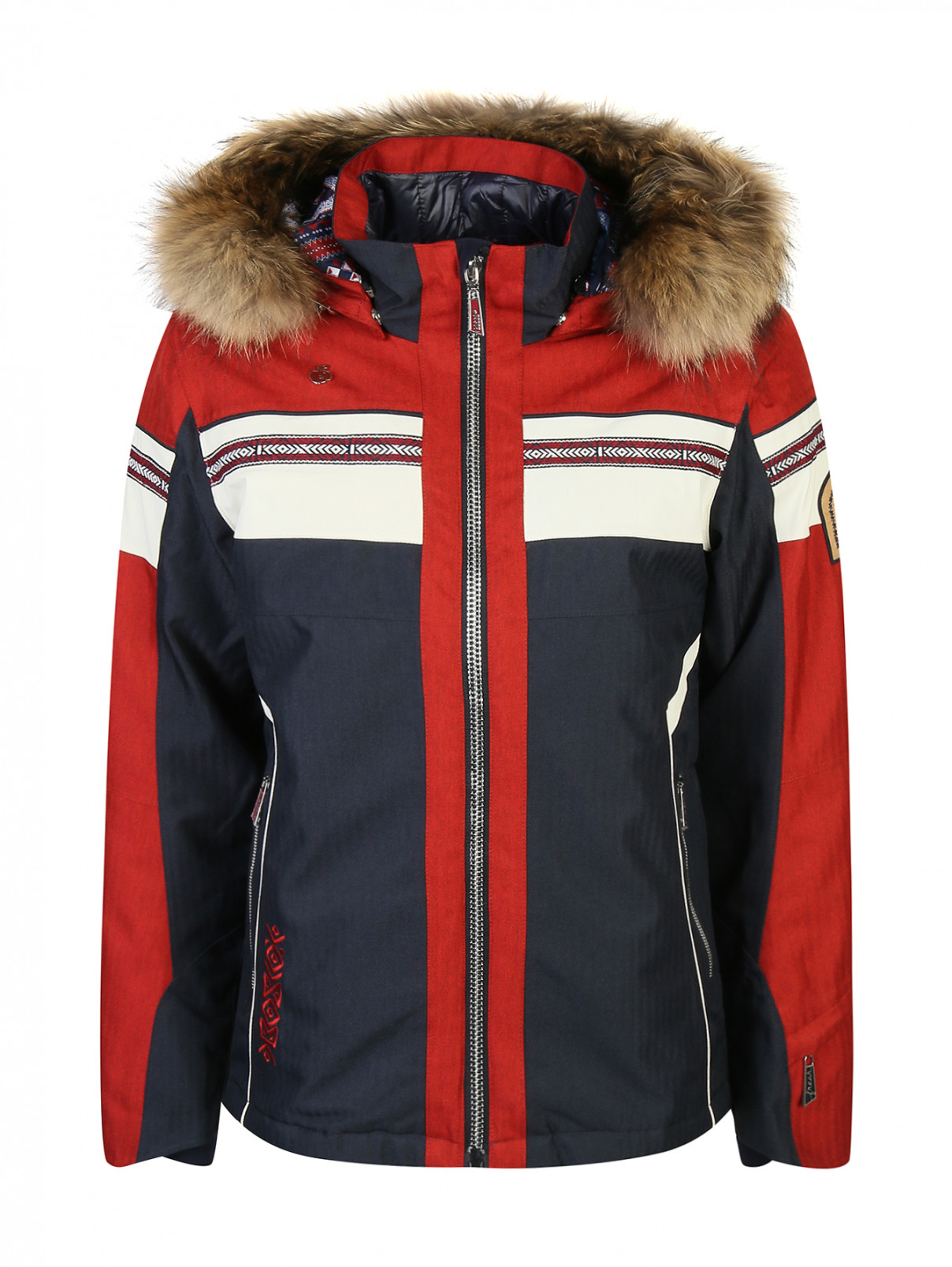 Куртка горнолыжная с узором BOSCO  –  Общий вид  – Цвет:  Красный