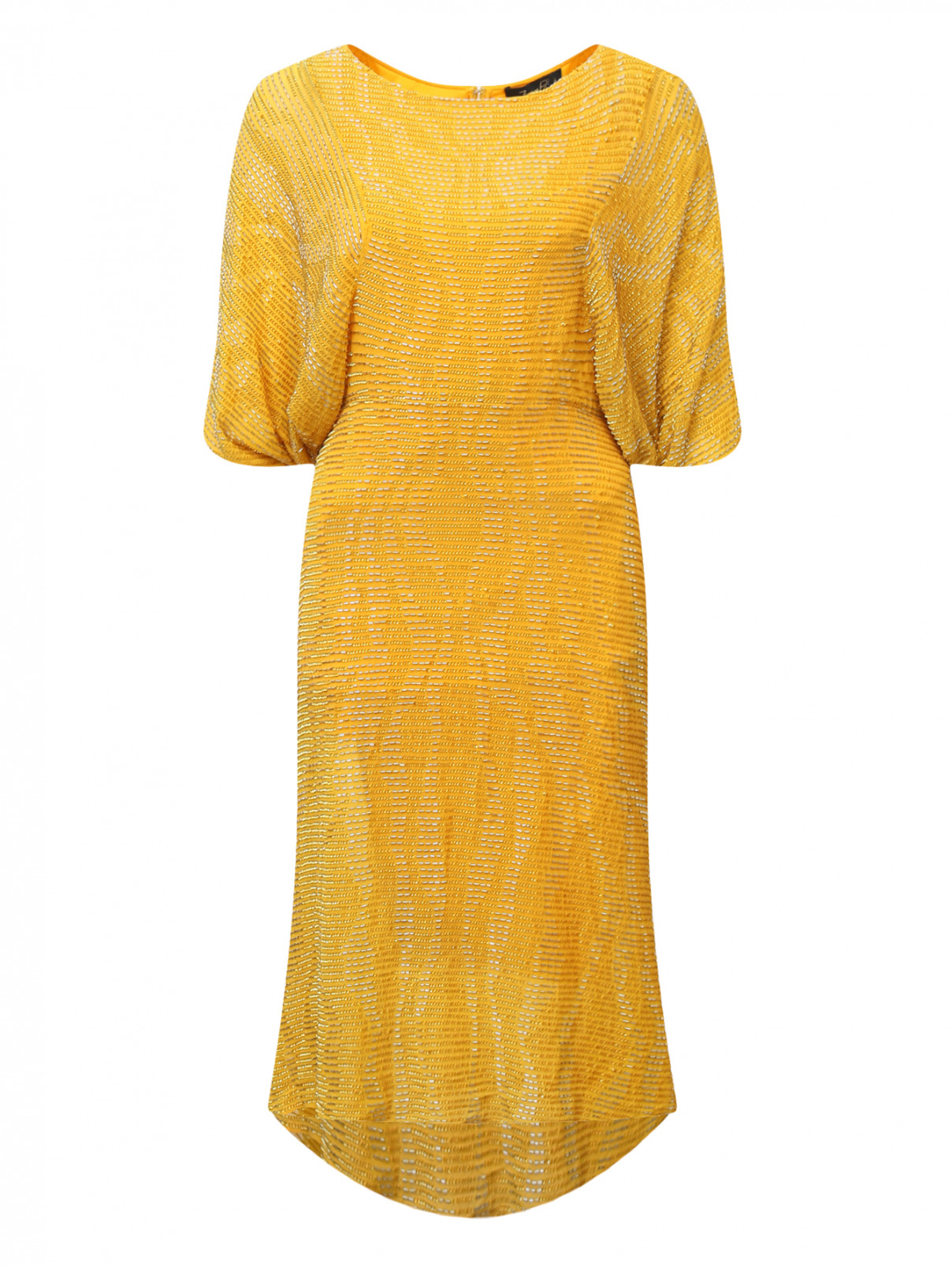 Платье-миди декорированное бисером Jenny Packham  –  Общий вид  – Цвет:  Золотой