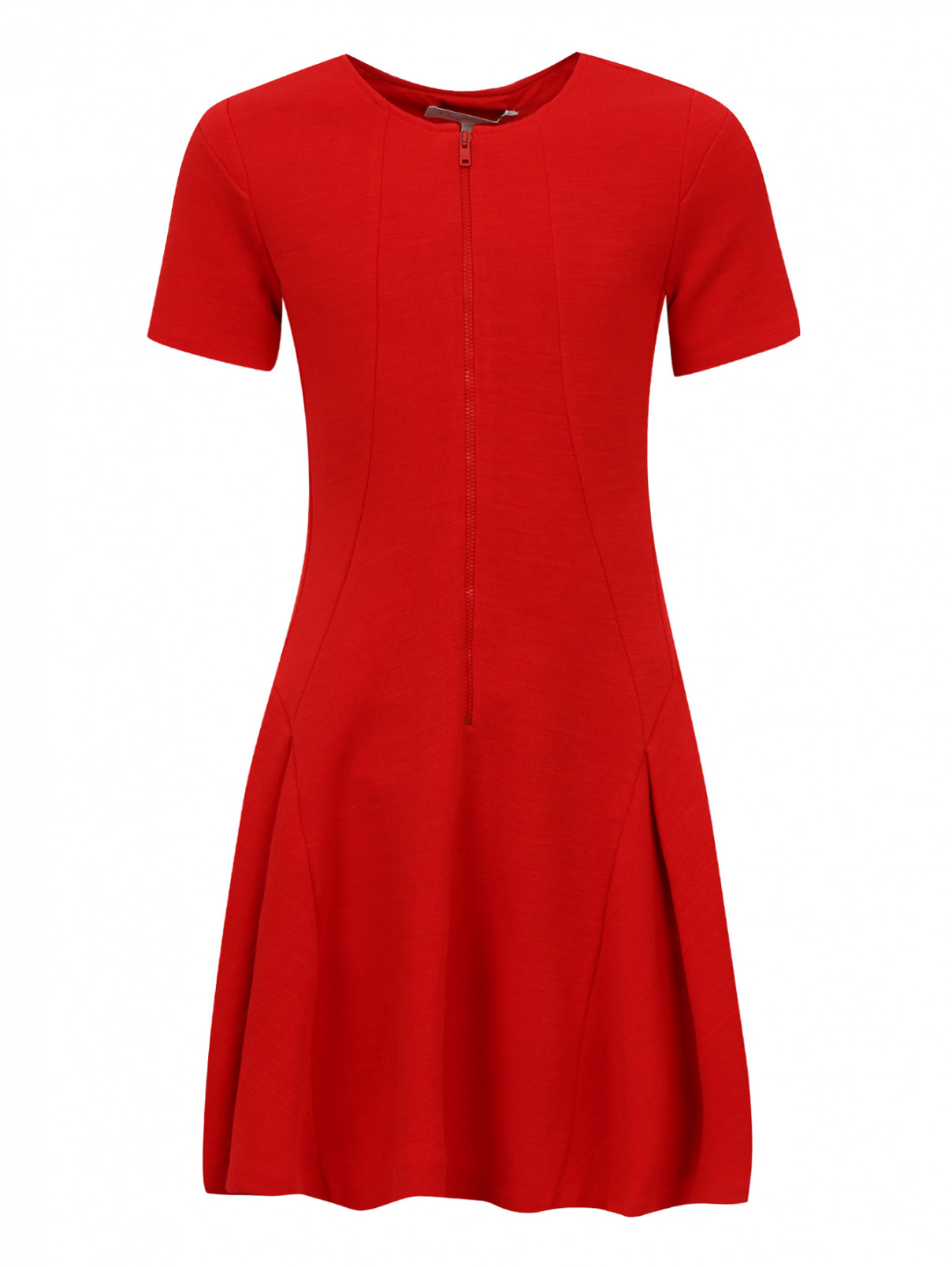 Платье приталенное с декоративной молнией Baby Dior  –  Общий вид  – Цвет:  Красный