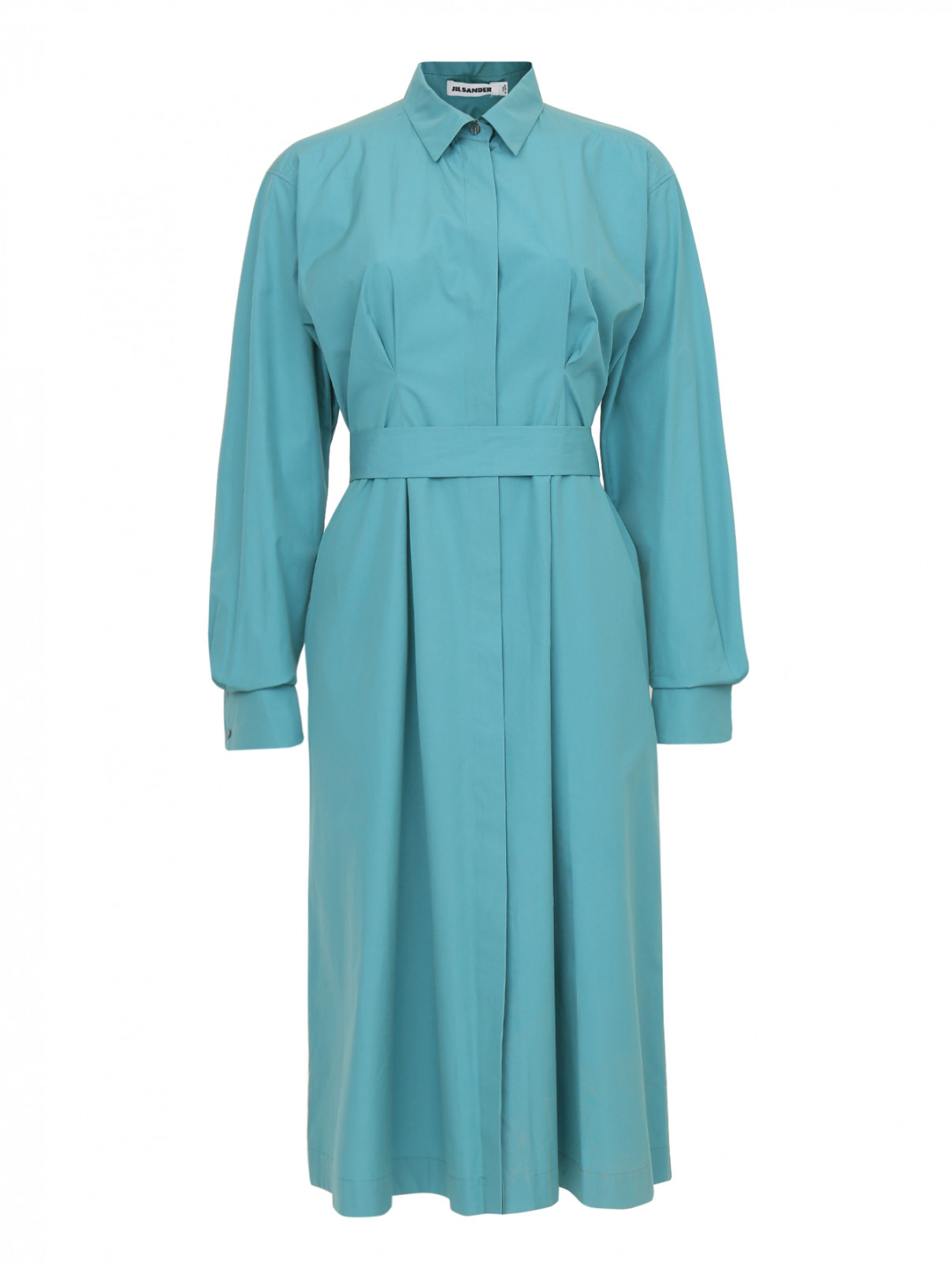 Платье-рубашка из хлопка Jil Sander  –  Общий вид  – Цвет:  Зеленый