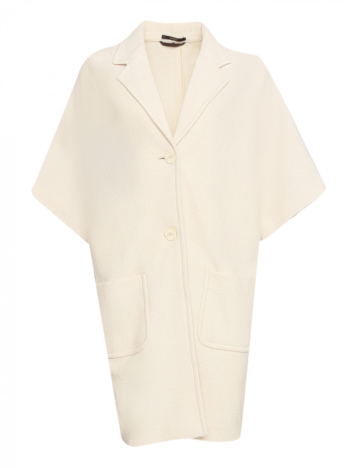 Пальто из шерсти свободного кроя с короткими рукавами Windsor  –  Общий вид  – Цвет:  Бежевый