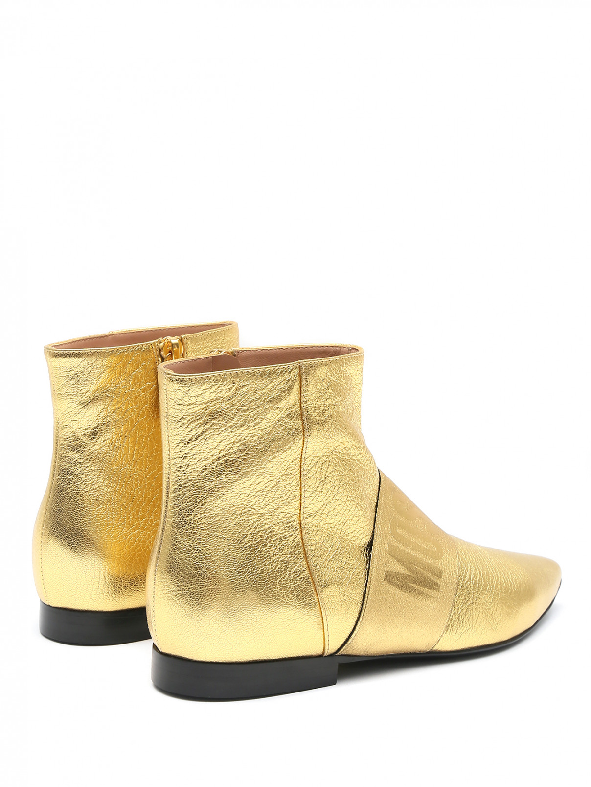 Ботинки из кожи с логотипом Moschino  –  Обтравка2  – Цвет:  Золотой
