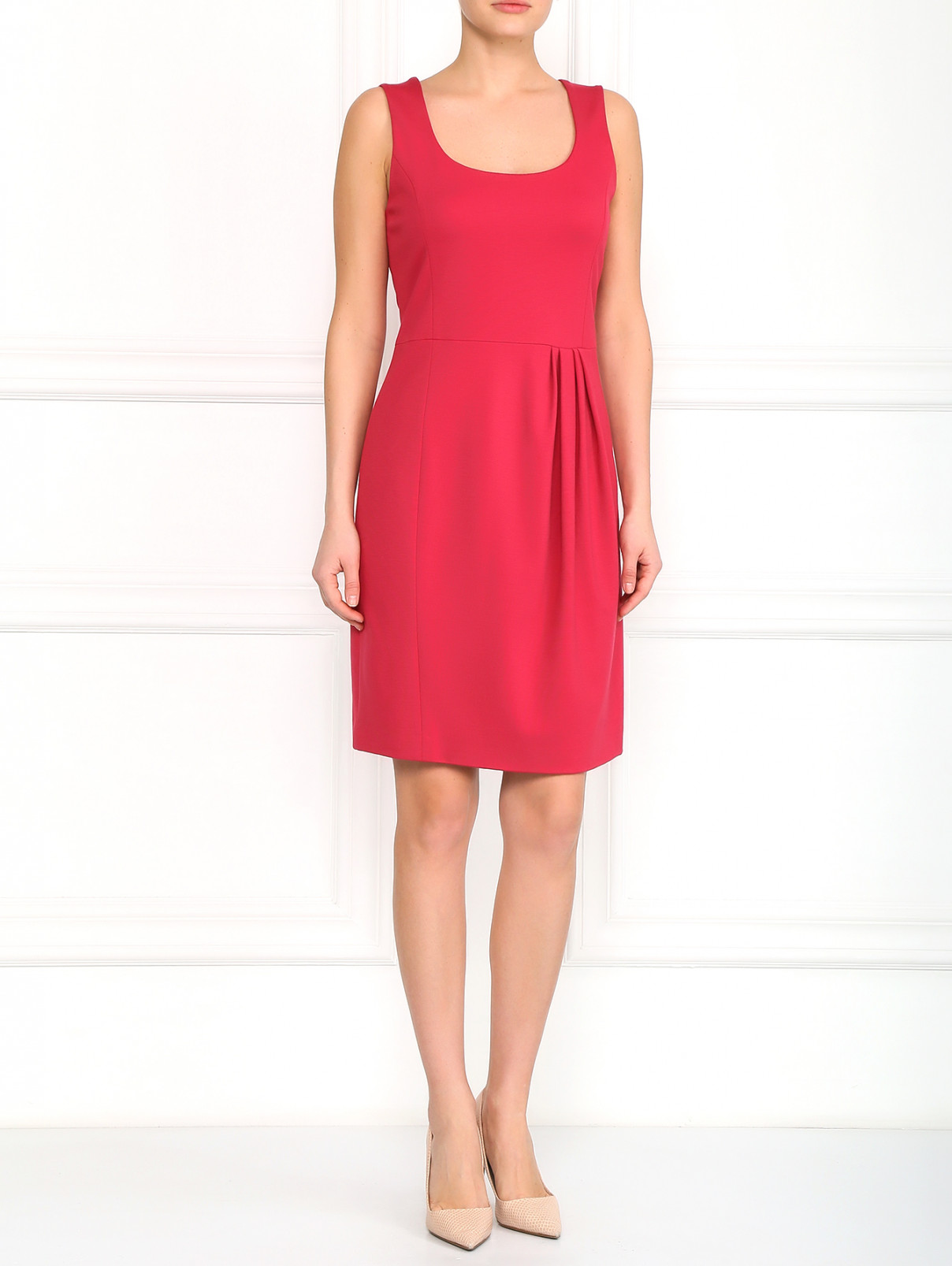 Трикотажное платье с драпировкой Moschino Cheap&Chic  –  Модель Общий вид  – Цвет:  Красный