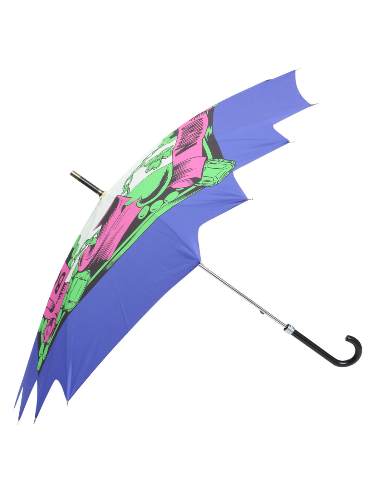 Зонт-трость с принтом Moschino Couture  –  Общий вид  – Цвет:  Фиолетовый