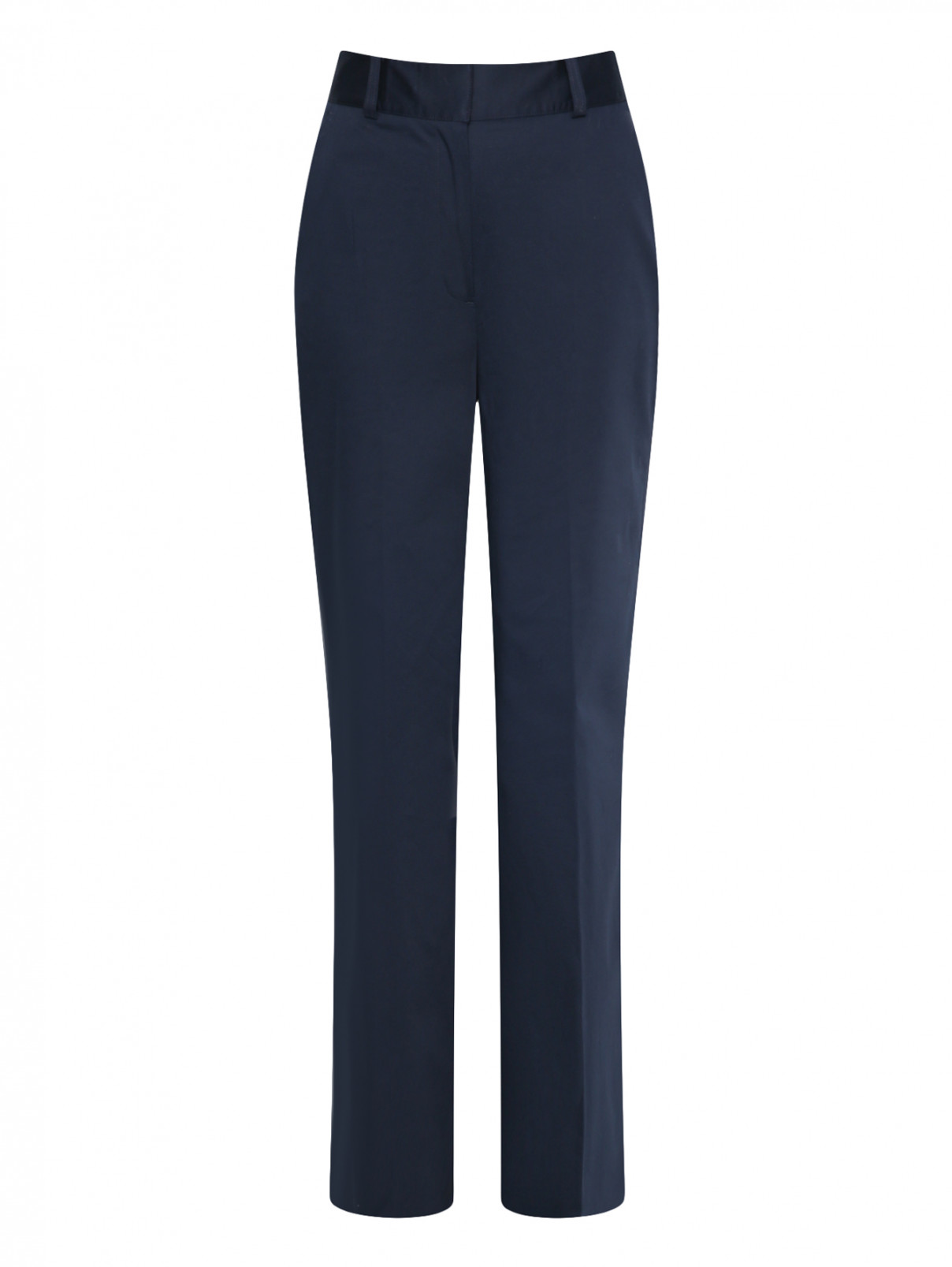Укороченные брюки из хлопка с боковыми карманами Brooks Brothers  –  Общий вид  – Цвет:  Синий