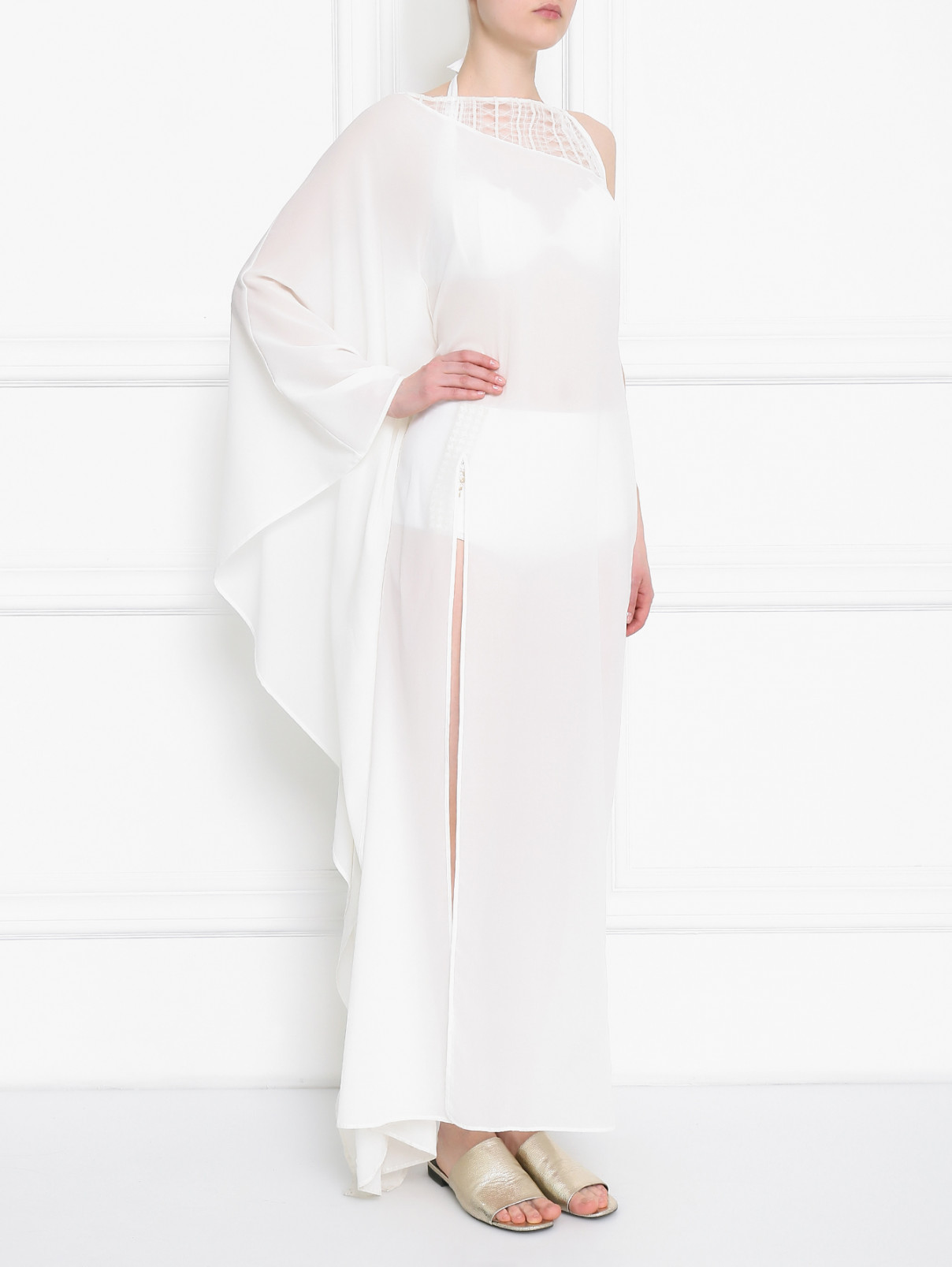 Платье-макси из шелка свободного кроя La Perla  –  Модель Общий вид  – Цвет:  Белый