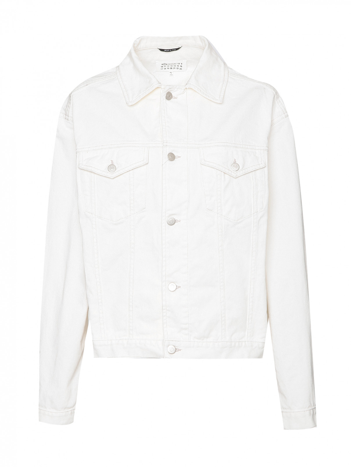 Джинсовая куртка с карманами Maison Margiela  –  Общий вид  – Цвет:  Белый