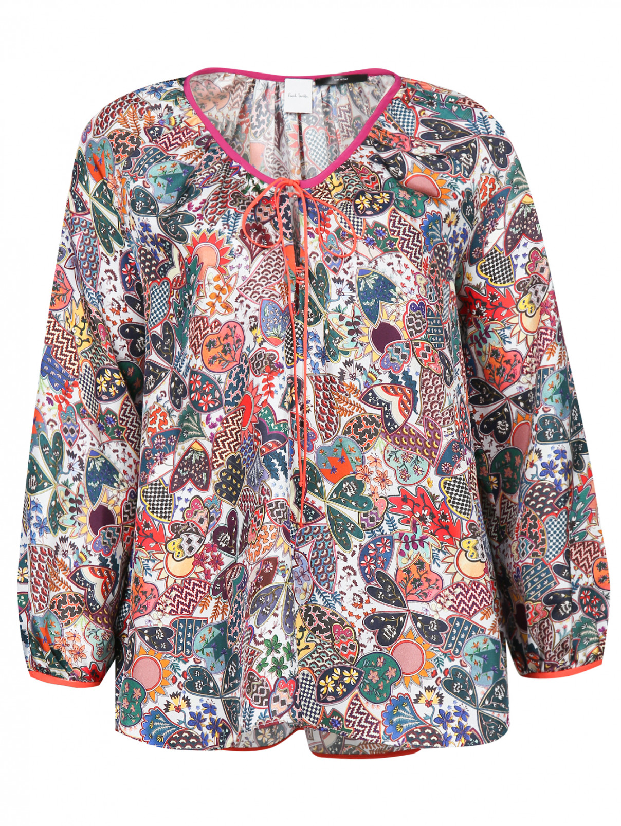 Блуза из шелка свободного кроя с узором Paul Smith  –  Общий вид  – Цвет:  Узор