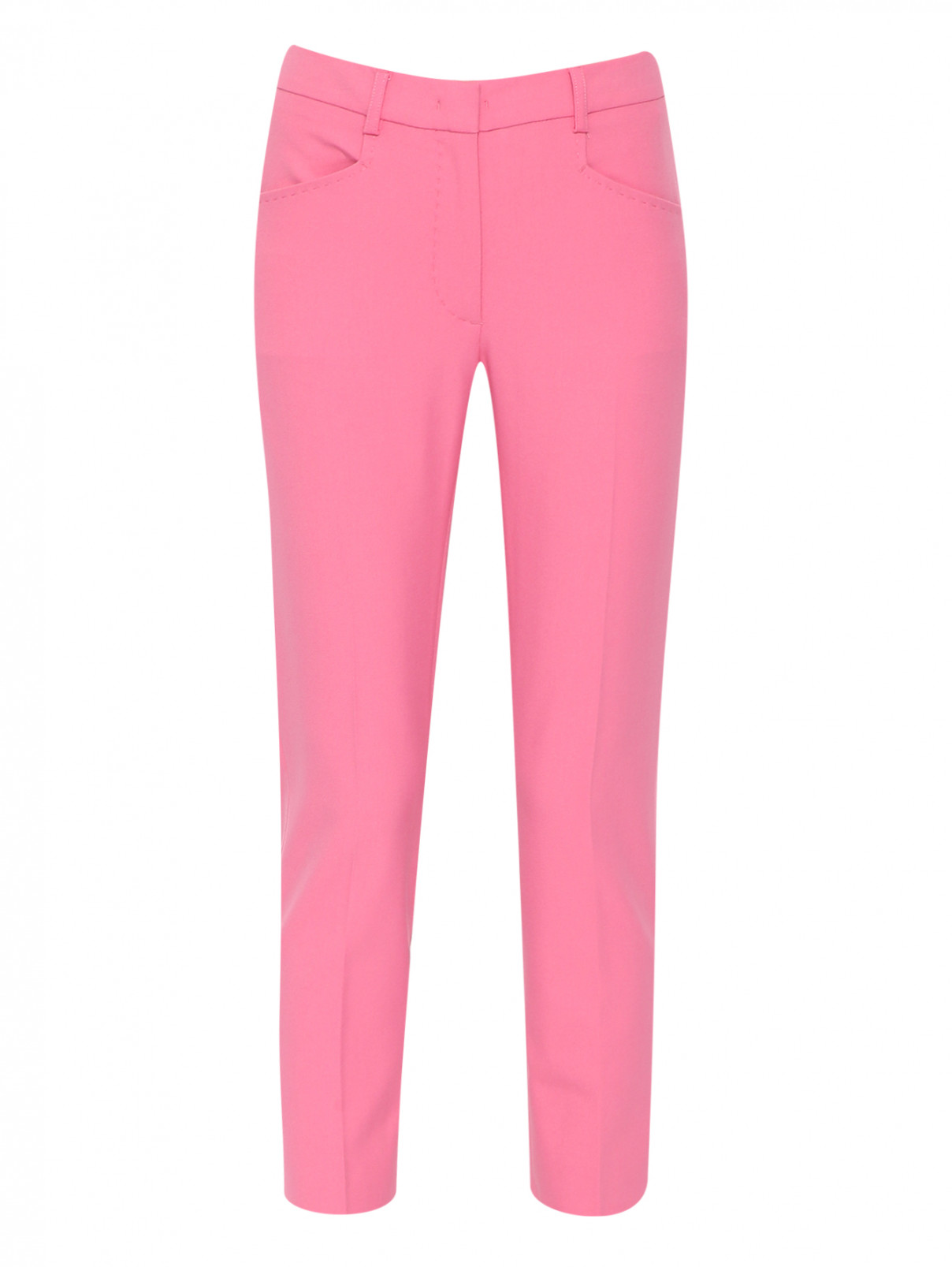 Брюки зауженного кроя с карманами Max&Co  –  Общий вид  – Цвет:  Розовый