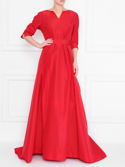 Платье-макси из шелка с поясом Carolina Herrera - МодельОбщийВид