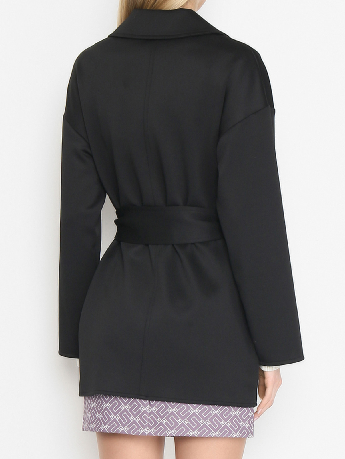 Однотонное полупальто с поясом Max Mara  –  МодельВерхНиз1  – Цвет:  Черный