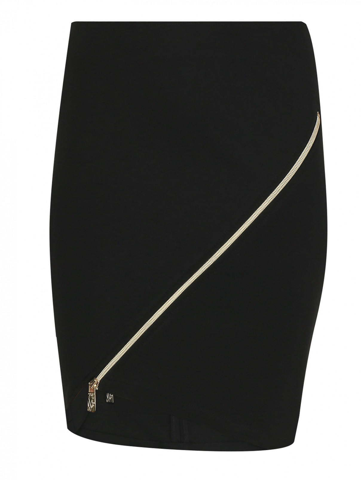 Трикотажная юбка-мини с молнией Versace Jeans  –  Общий вид  – Цвет:  Черный