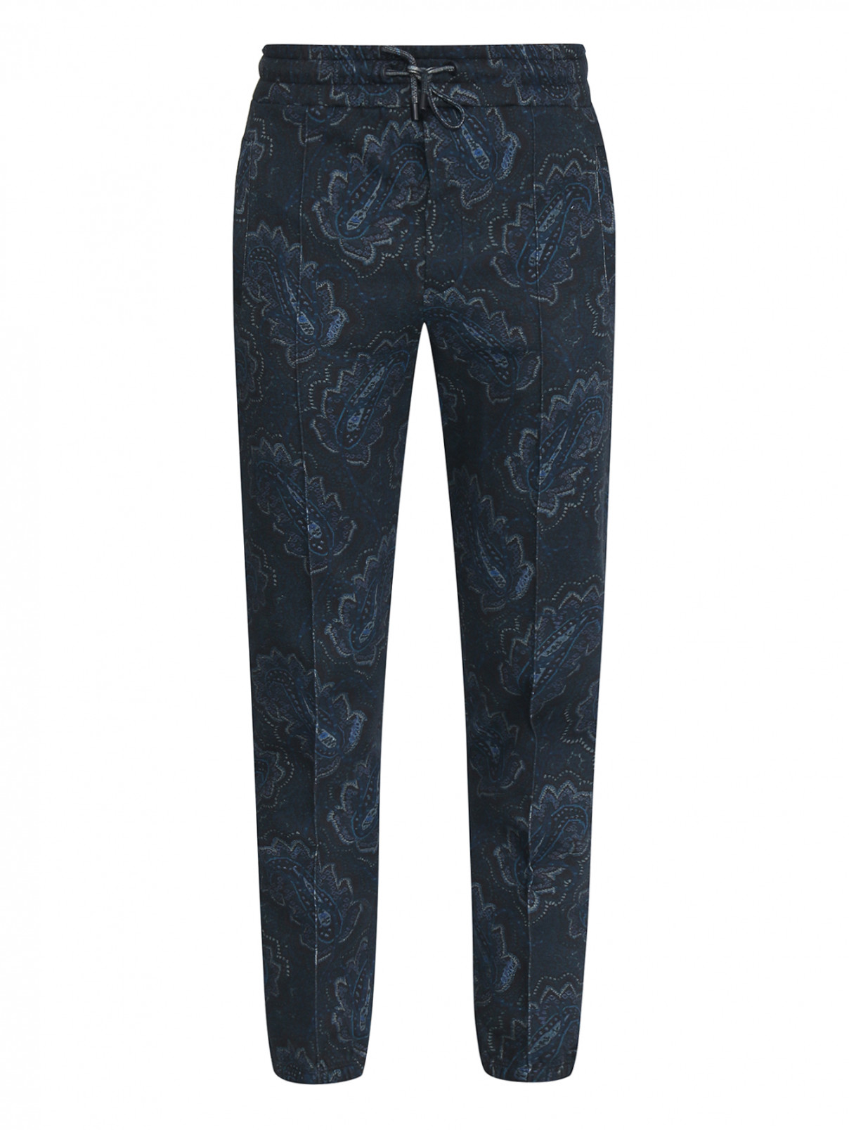 Трикотажные брюки из хлопка с узором Etro  –  Общий вид  – Цвет:  Синий