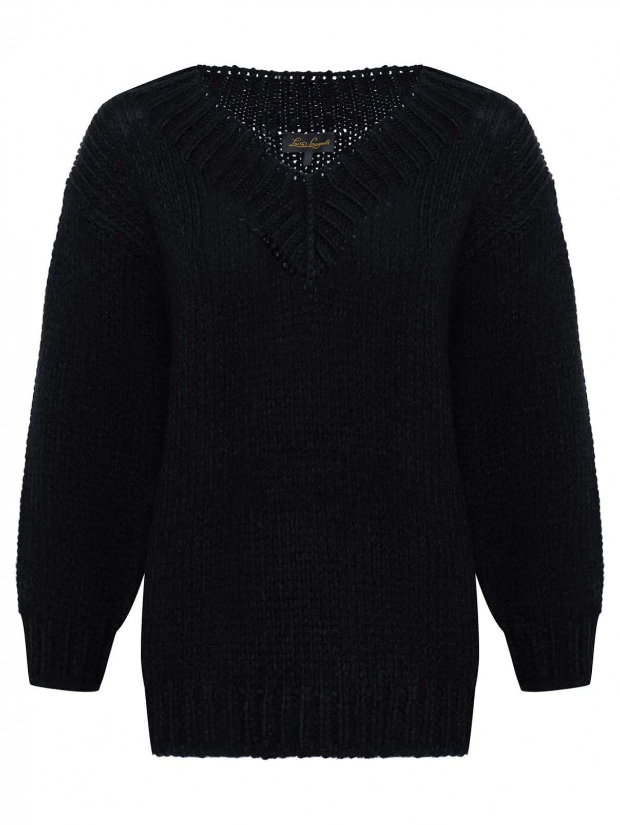 Пуловер из шерсти свободного кроя Luisa Spagnoli  –  Общий вид  – Цвет:  Черный
