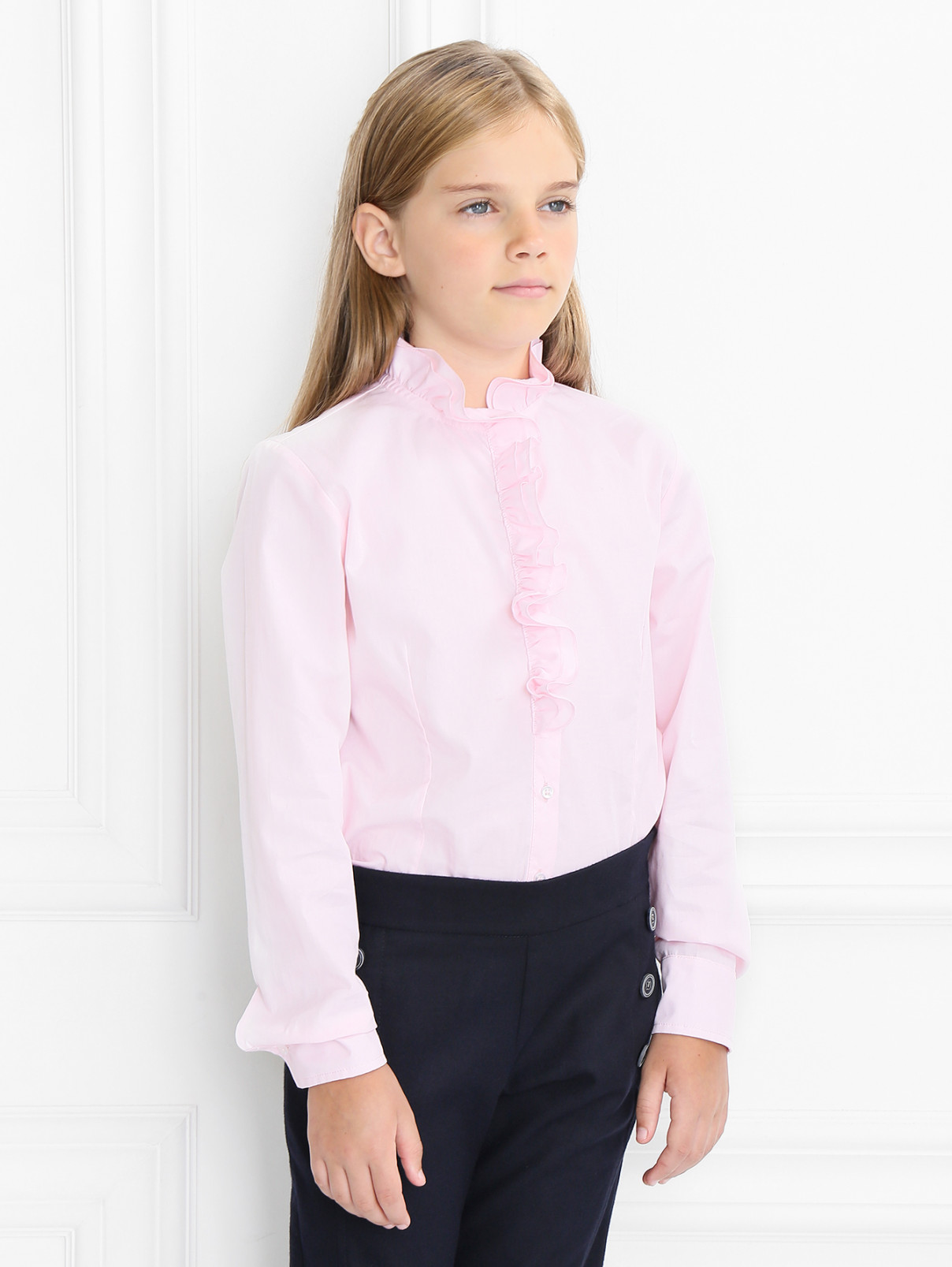 Хлопковая блуза с оборками Aletta Couture  –  Модель Верх-Низ  – Цвет:  Розовый