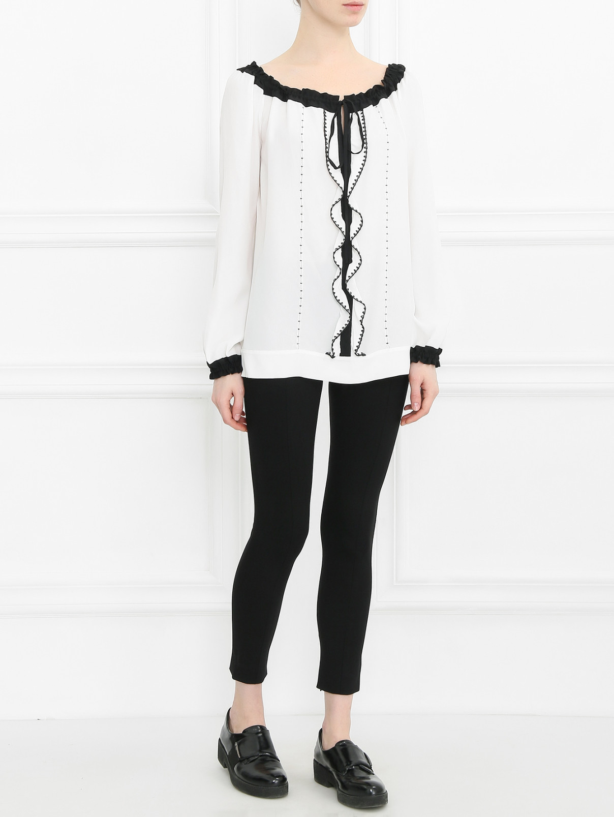 Блуза с контрастными вставками Alberta Ferretti  –  Модель Общий вид  – Цвет:  Белый