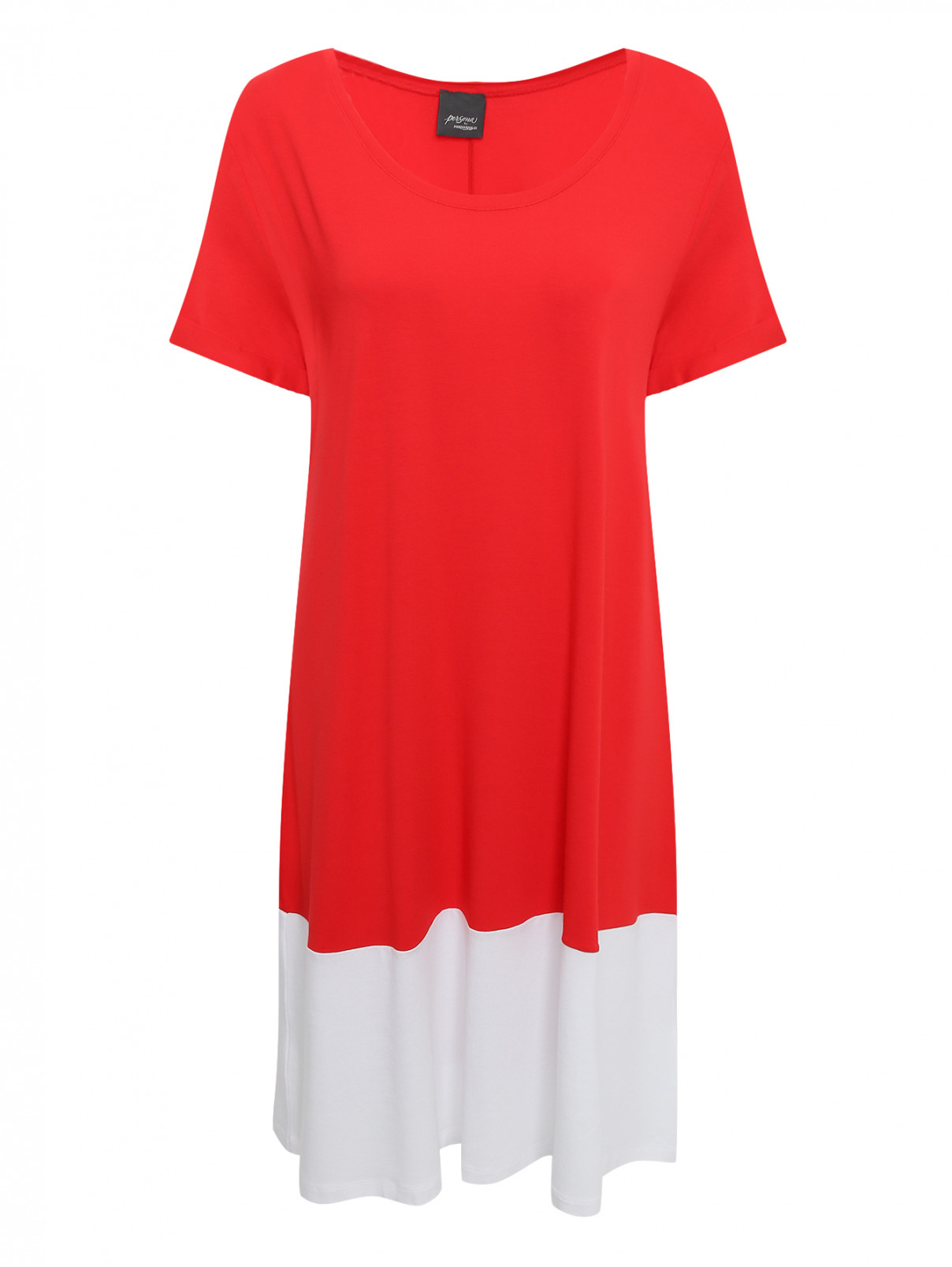 Трикотажное платье с короткими рукавами Persona by Marina Rinaldi  –  Общий вид  – Цвет:  Красный