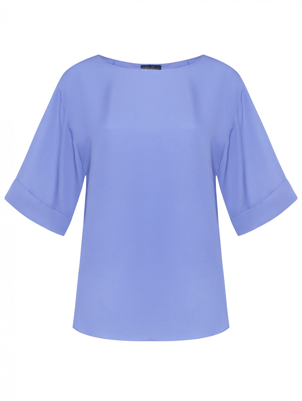 Шелковая блуза с коротким рукавом Luisa Spagnoli  –  Общий вид  – Цвет:  Синий