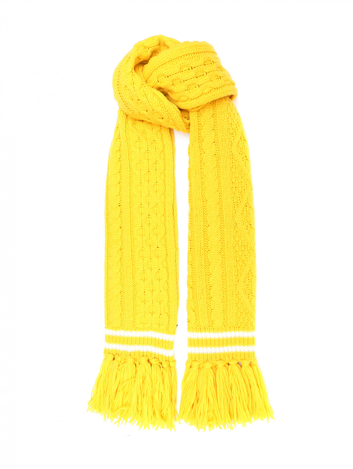 Шарф с добавлением шерсти с бахромой Marina Rinaldi  –  Общий вид  – Цвет:  Желтый