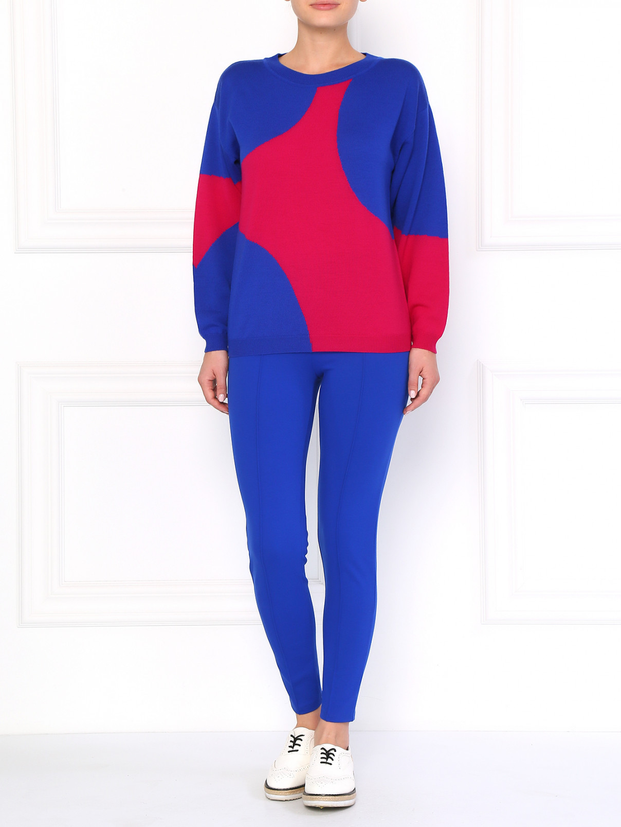 Трикотажные узкие брюки Moschino Boutique  –  Модель Общий вид  – Цвет:  Синий