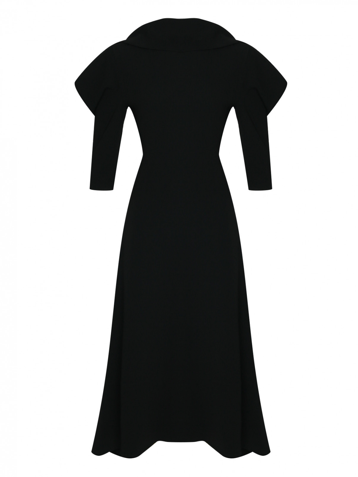Платье макси с металлическими пуговицами и ассиметричным воротником Proenza Schouler  –  Общий вид  – Цвет:  Черный
