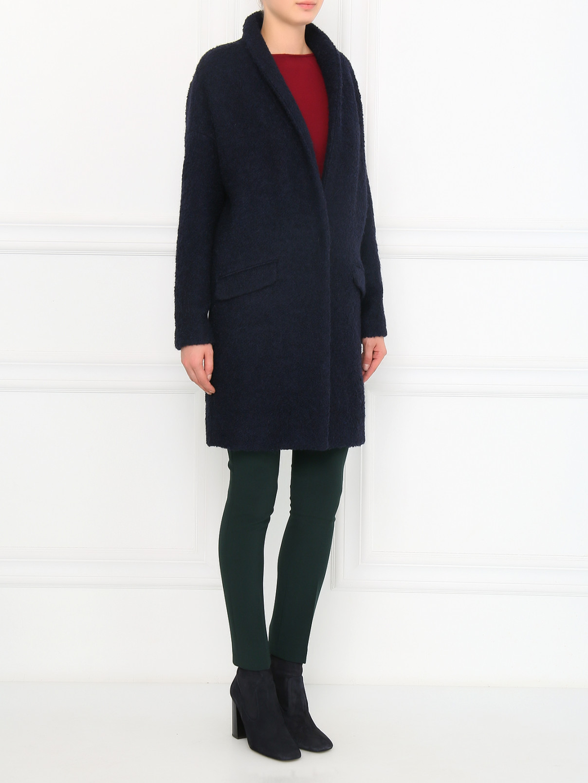Пальто свободного кроя с накладными карманами Alberto Biani  –  Модель Общий вид  – Цвет:  Синий