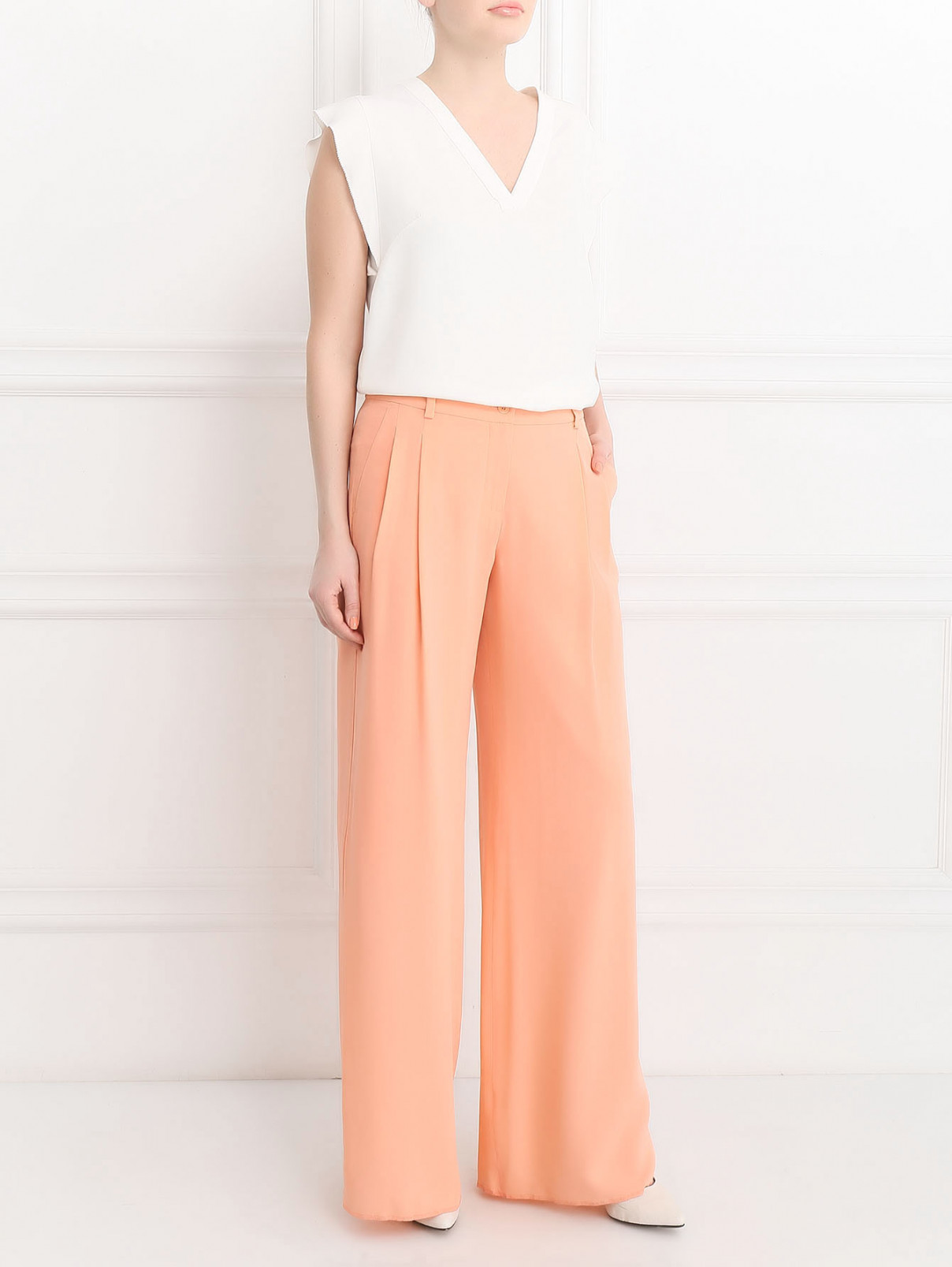 Широкие брюки из шелка Max Mara  –  Модель Общий вид  – Цвет:  Розовый