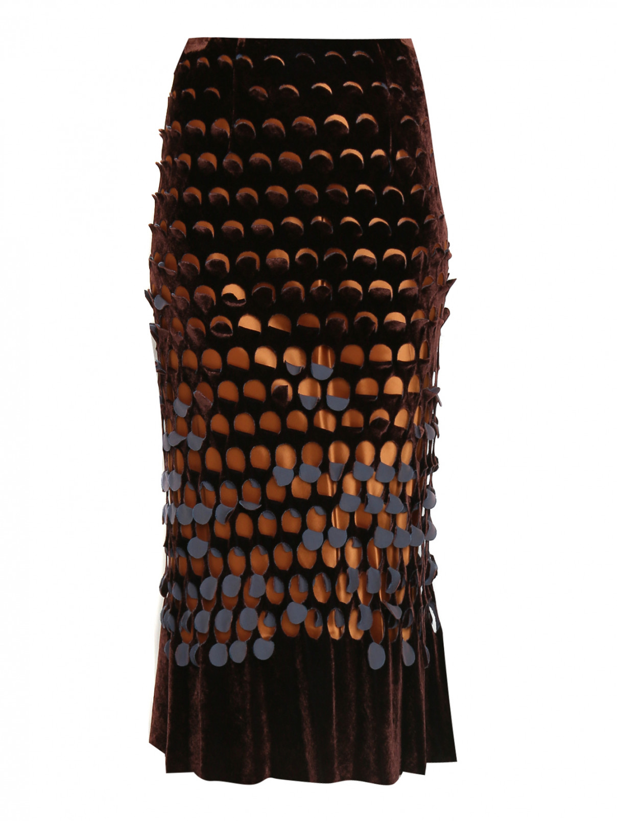 Юбка из вискозы и шелка с "рваным эффектом" Maison Margiela  –  Общий вид  – Цвет:  Коричневый