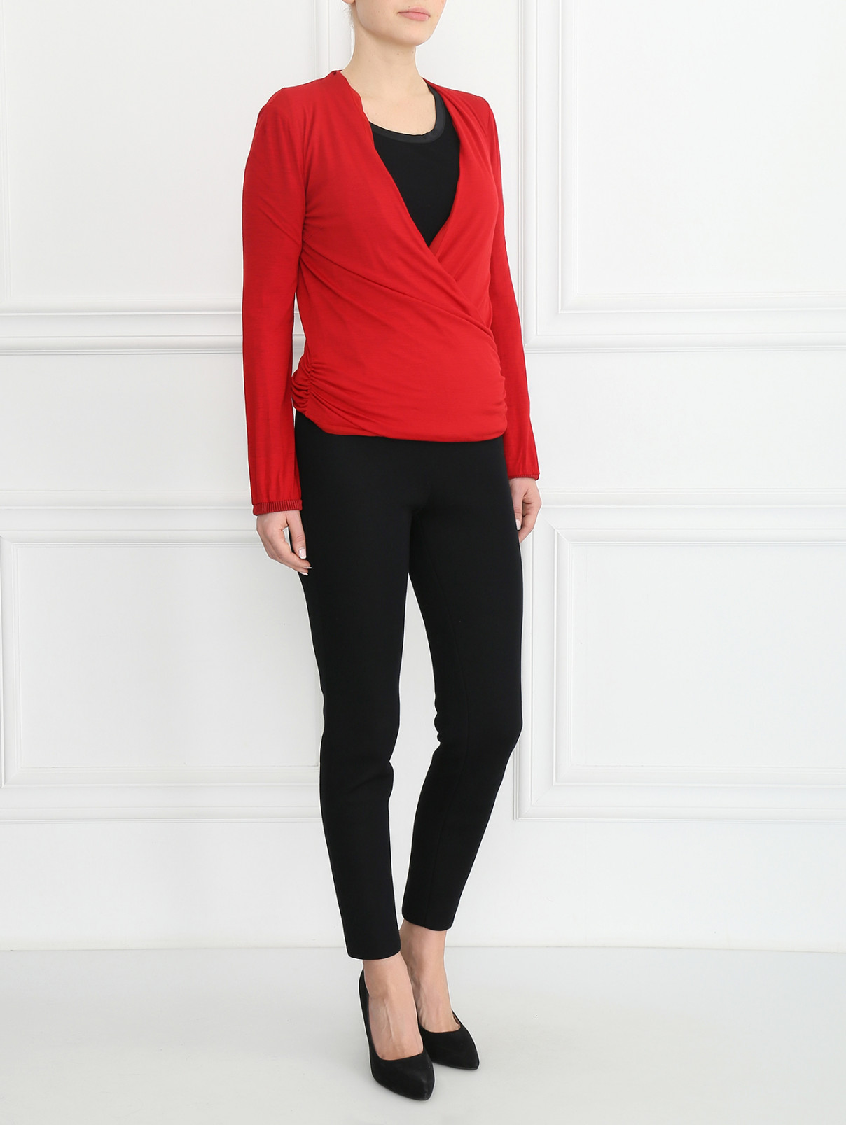 Блуза ассиметричного кроя Costume National  –  Модель Общий вид  – Цвет:  Красный