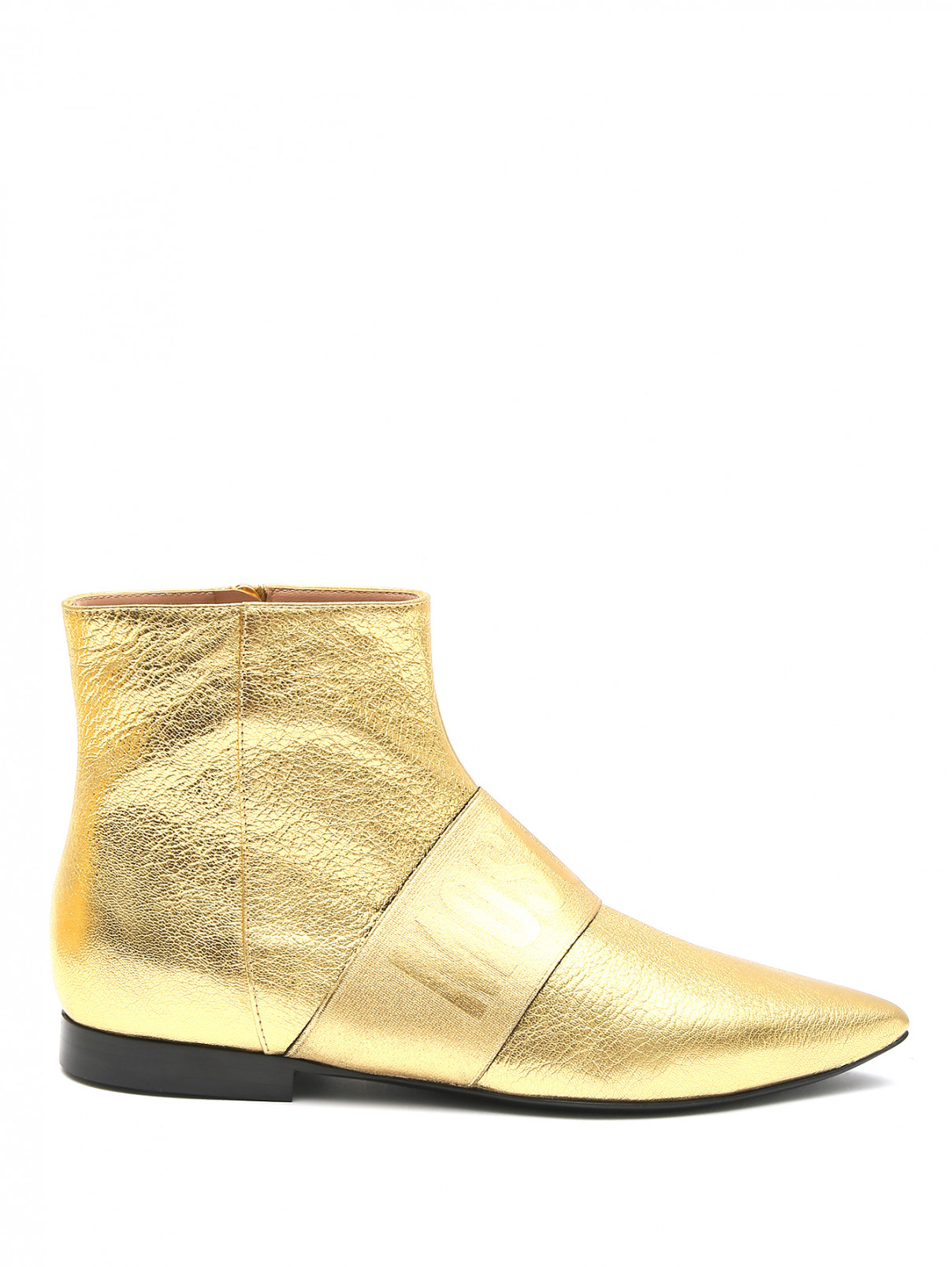 Ботинки из кожи с логотипом Moschino  –  Обтравка1  – Цвет:  Золотой