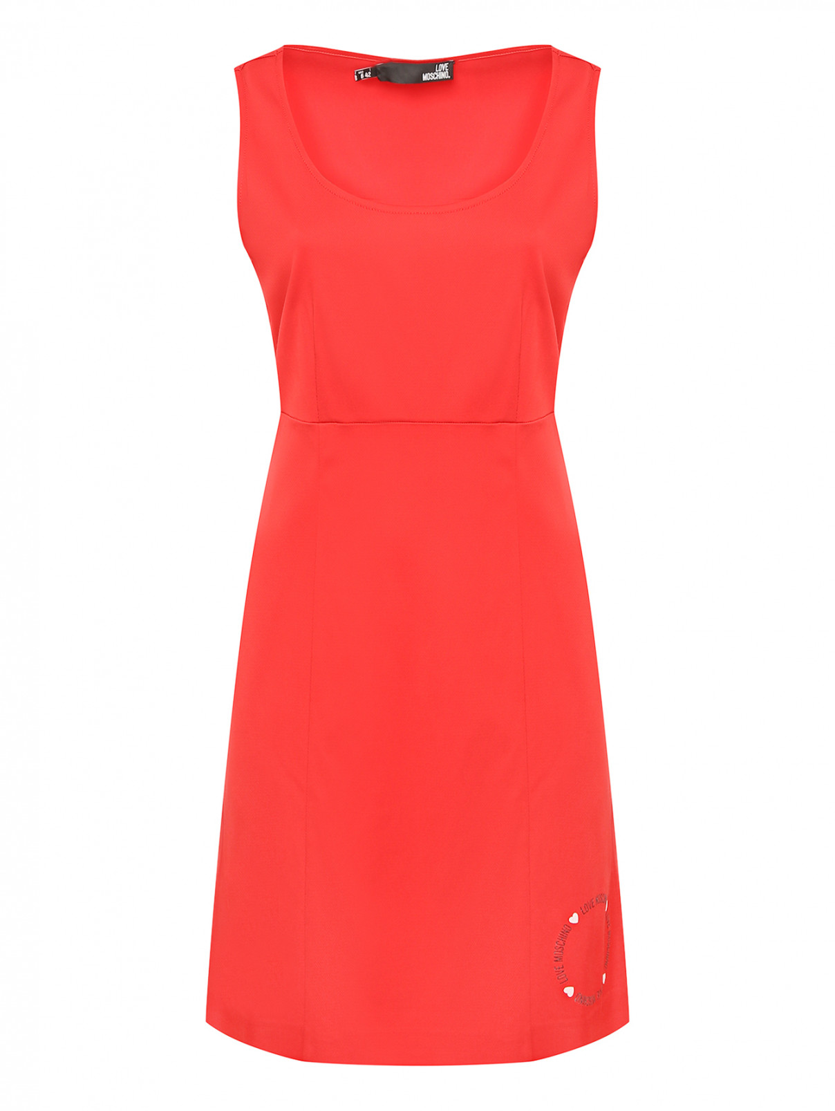 Мини-платье с принтом Love Moschino  –  Общий вид  – Цвет:  Красный