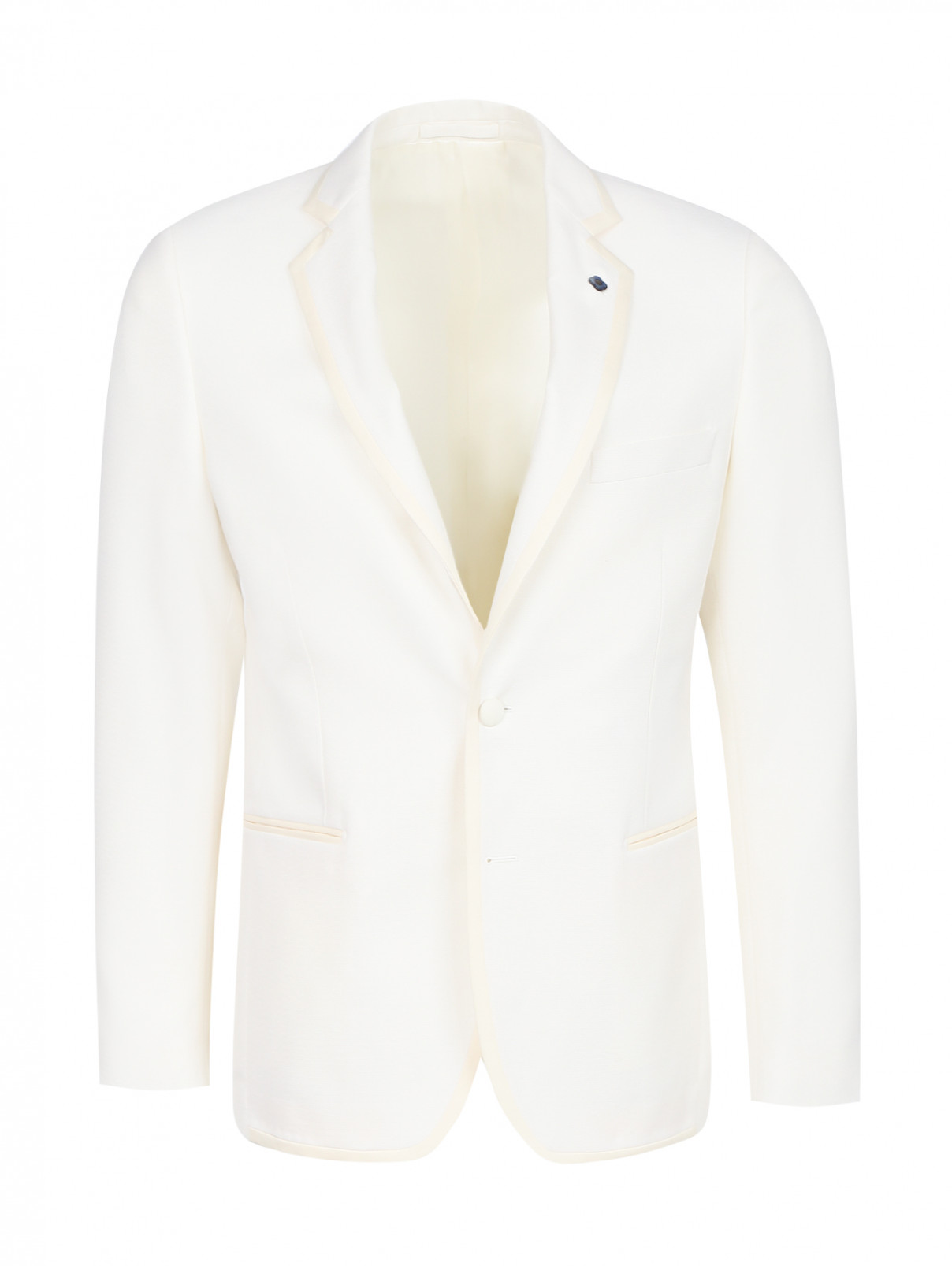 Пиджак однобортный из шерсти и шелка LARDINI  –  Общий вид  – Цвет:  Белый