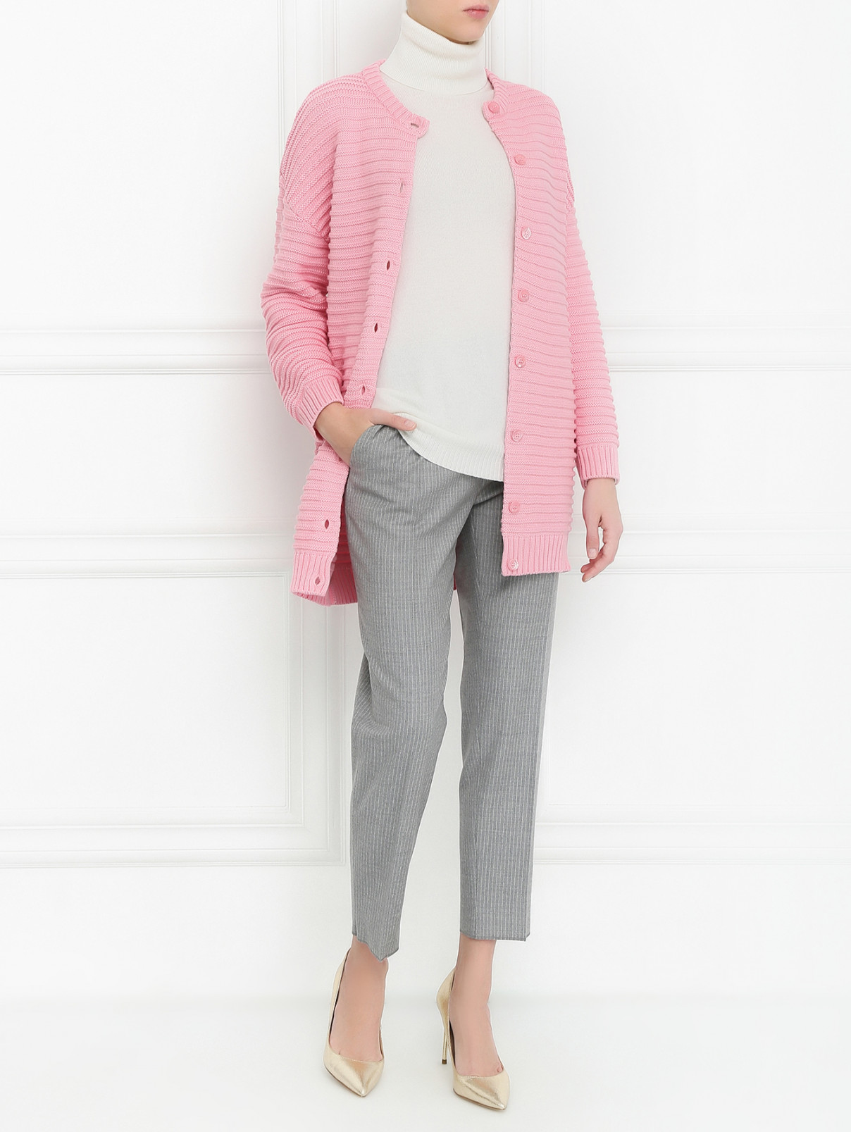 Кардиган из шерсти с боковыми карманами Moschino Boutique  –  Модель Общий вид  – Цвет:  Розовый